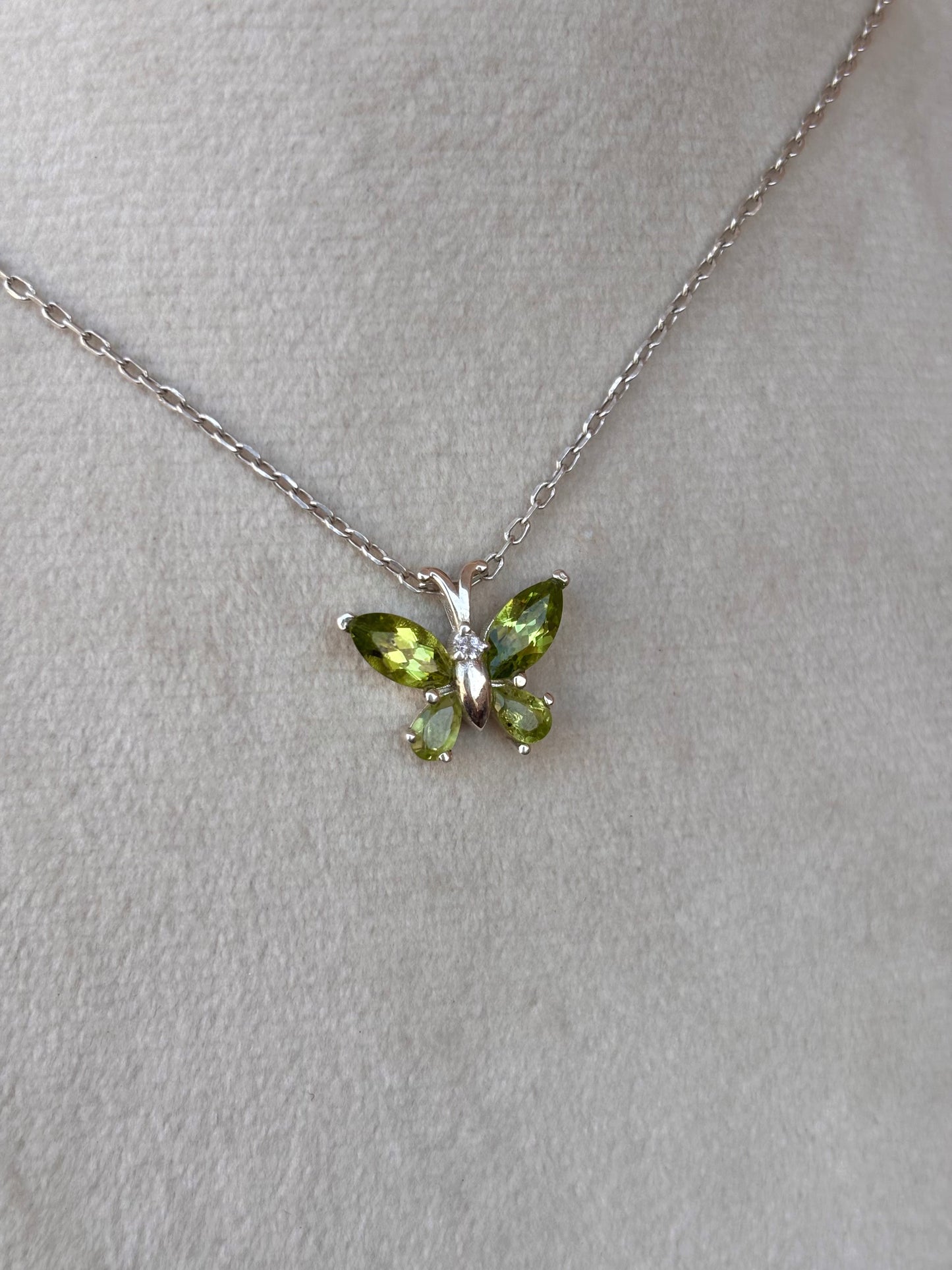 Peridot Butterfly Necklace in 92.5 Sterling Silver