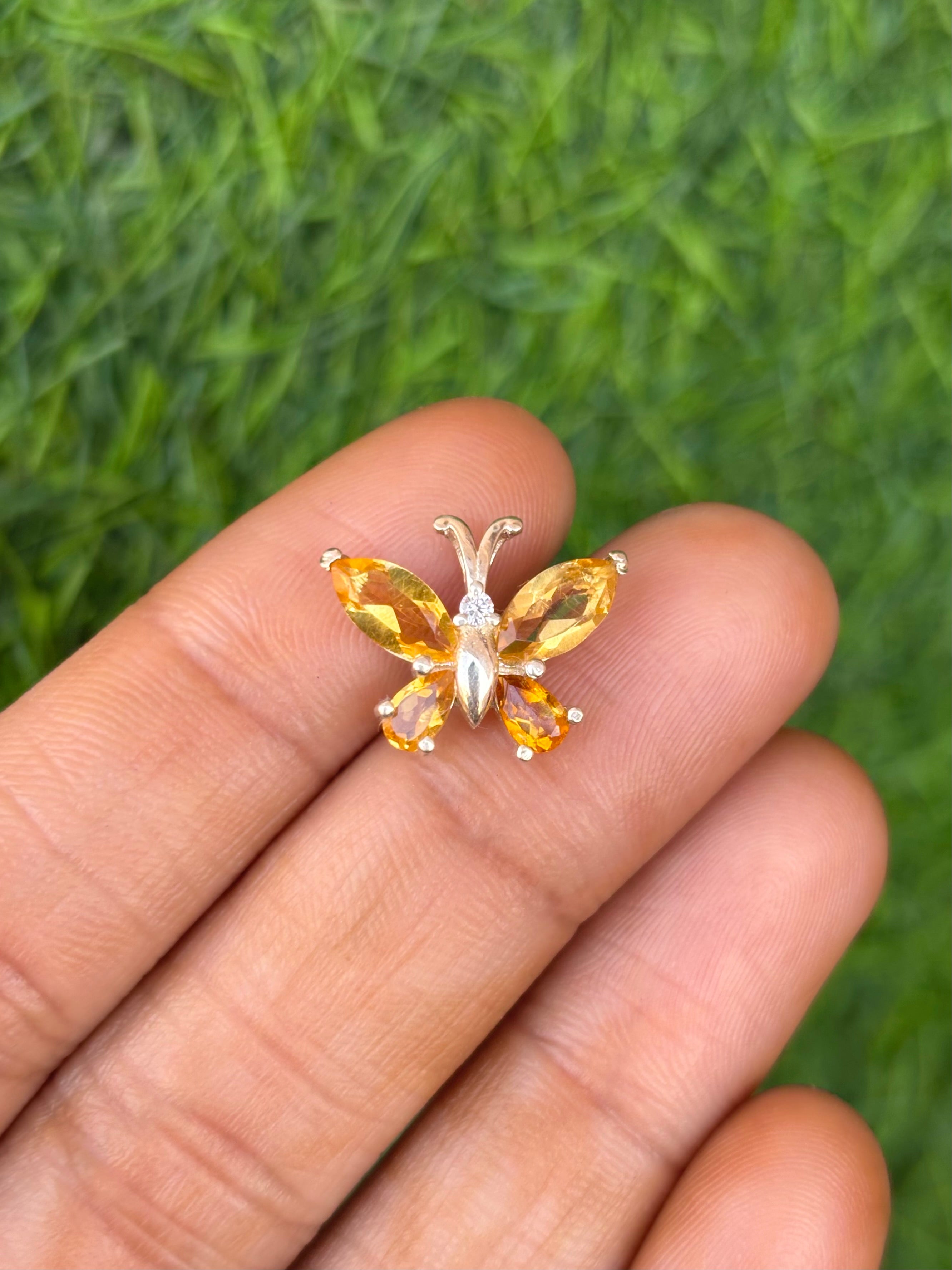 Citrine Butterfly Necklace in 92.5 Sterling Silver