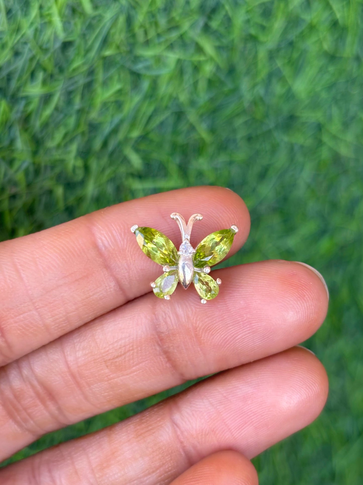 Peridot Butterfly Necklace in 92.5 Sterling Silver