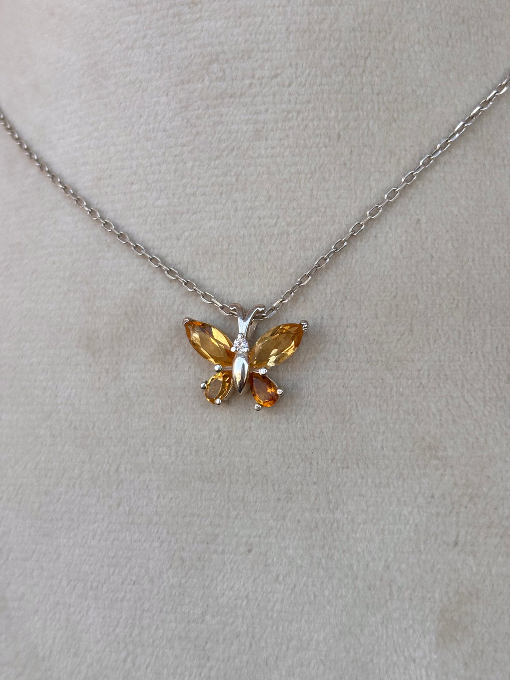 Citrine Butterfly Necklace in 92.5 Sterling Silver