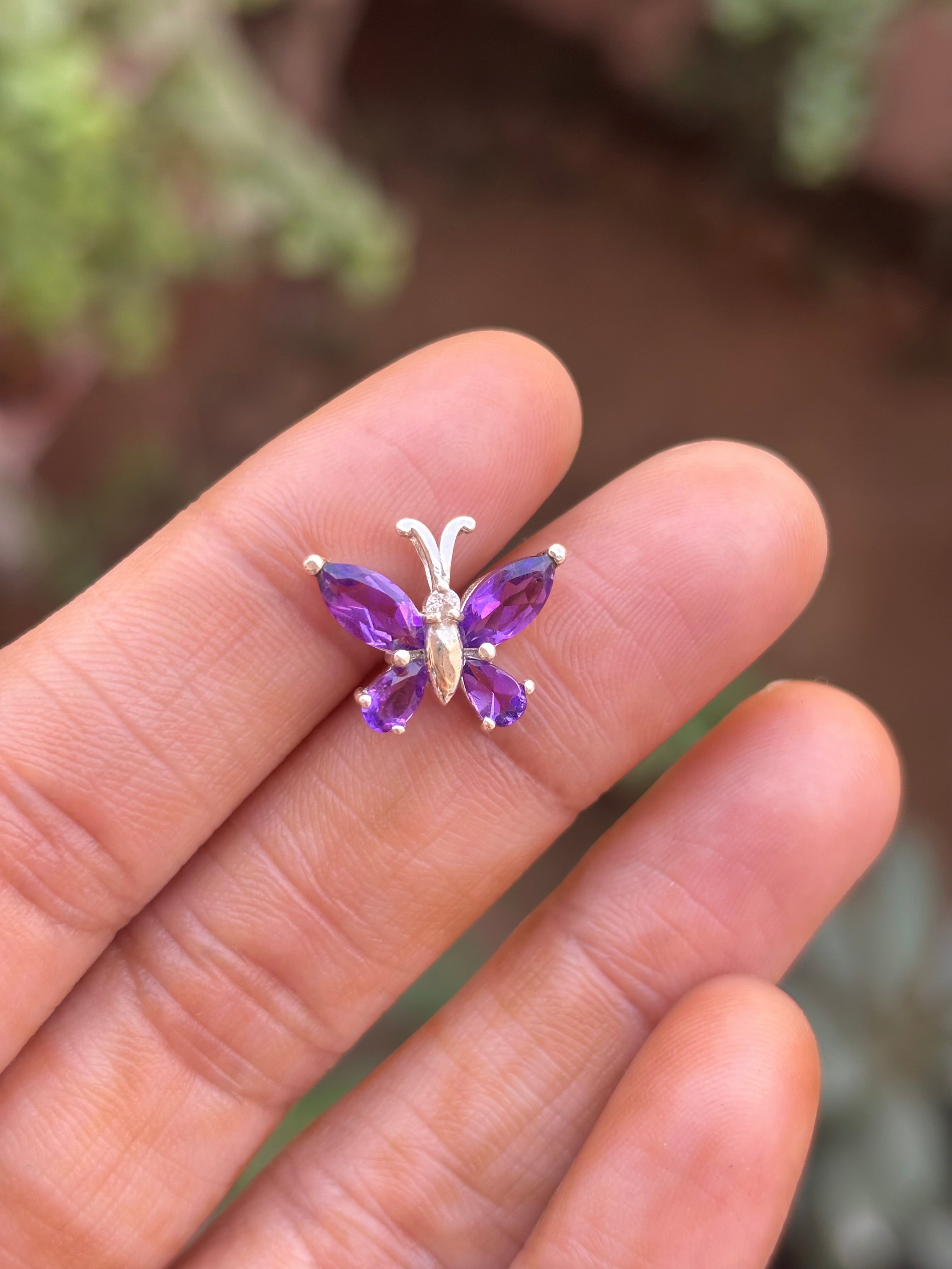 Amethyst Butterfly Necklace in 92.5 Sterling Silver