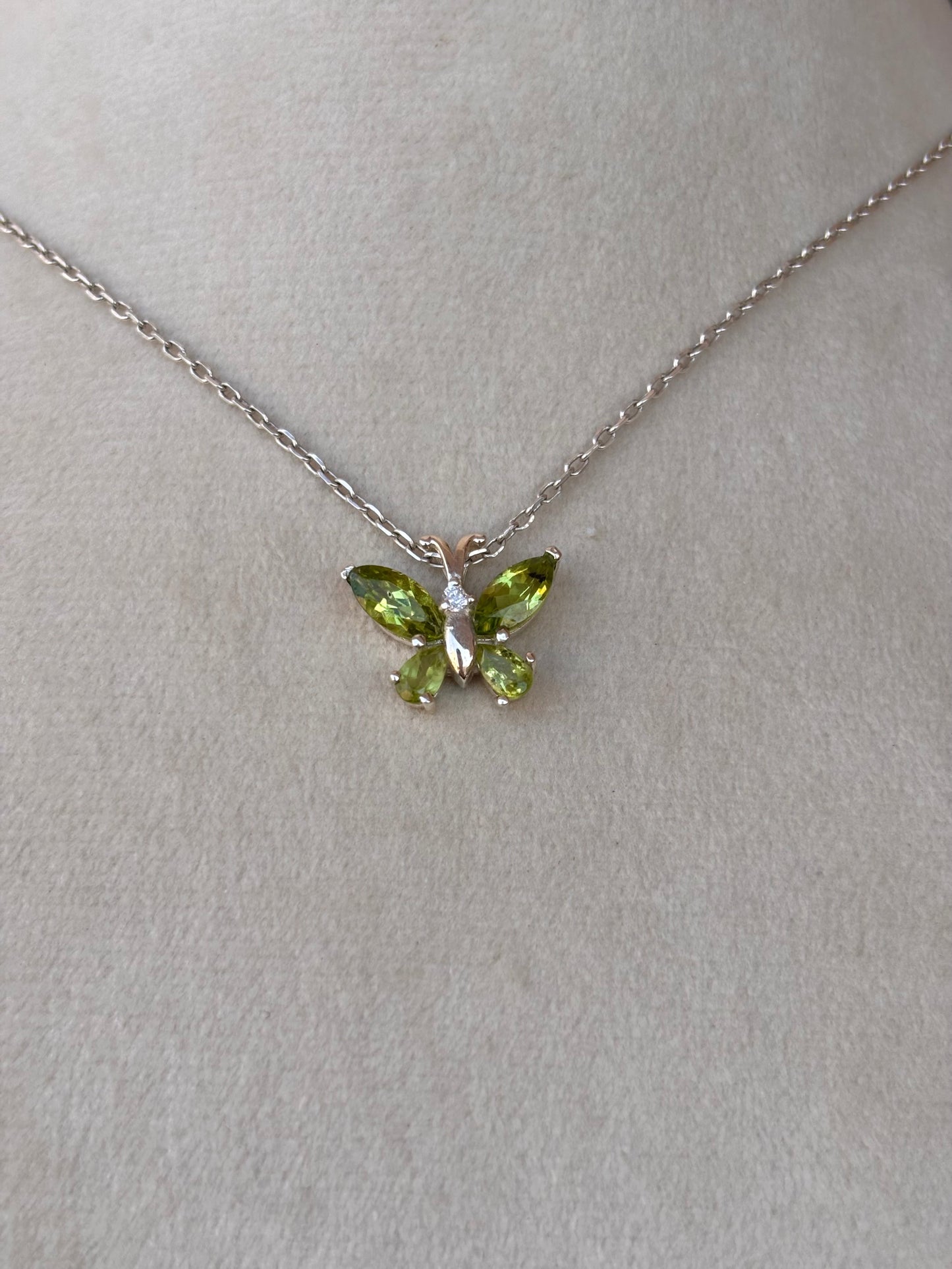 Peridot Butterfly Necklace in 92.5 Sterling Silver