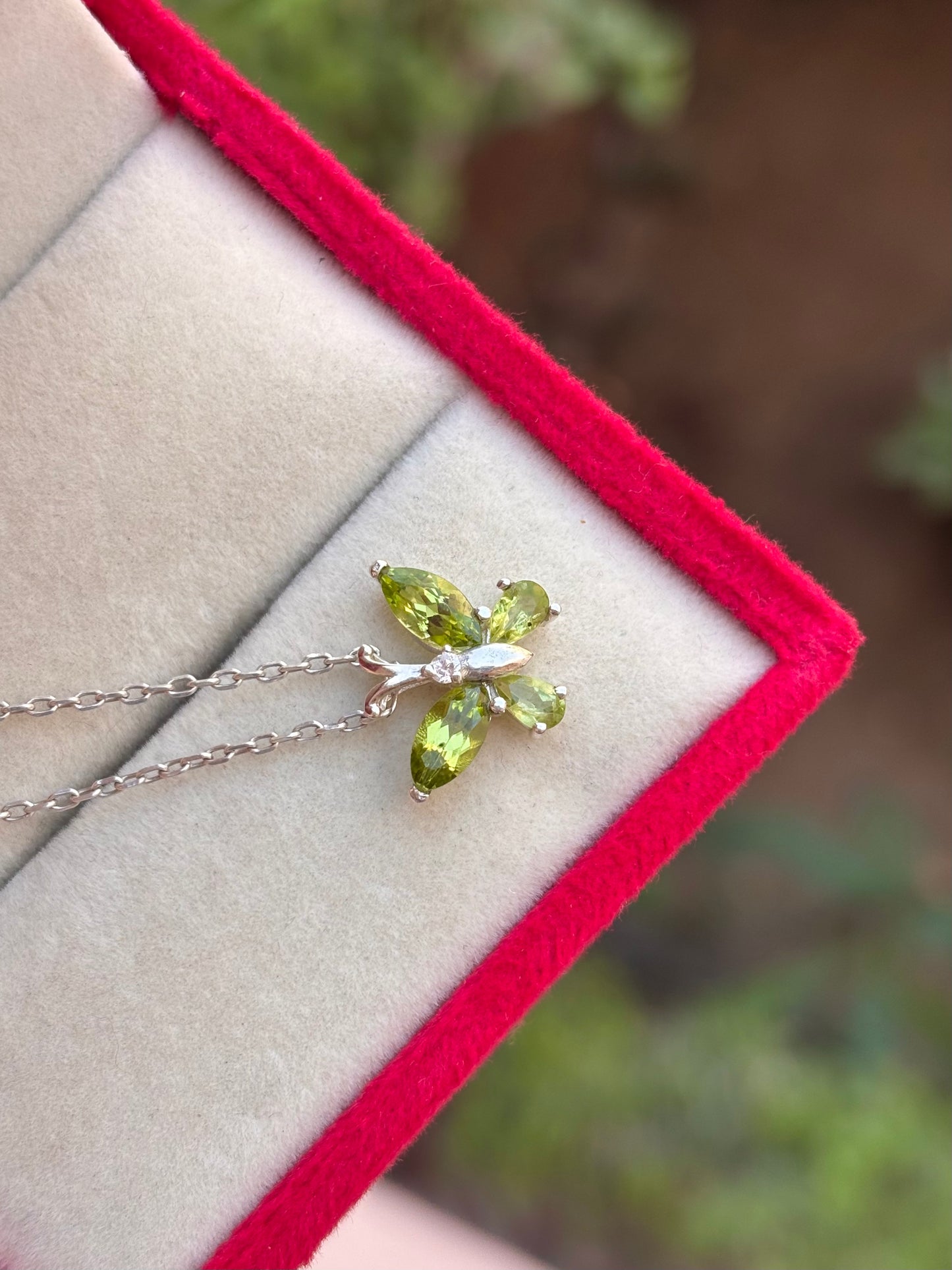 Peridot Butterfly Necklace in 92.5 Sterling Silver