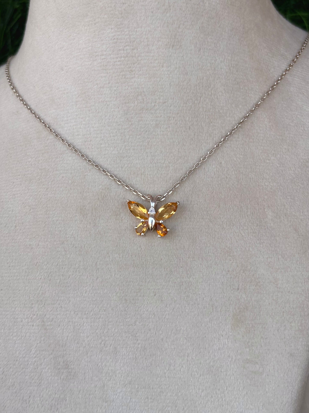 Citrine Butterfly Necklace in 92.5 Sterling Silver