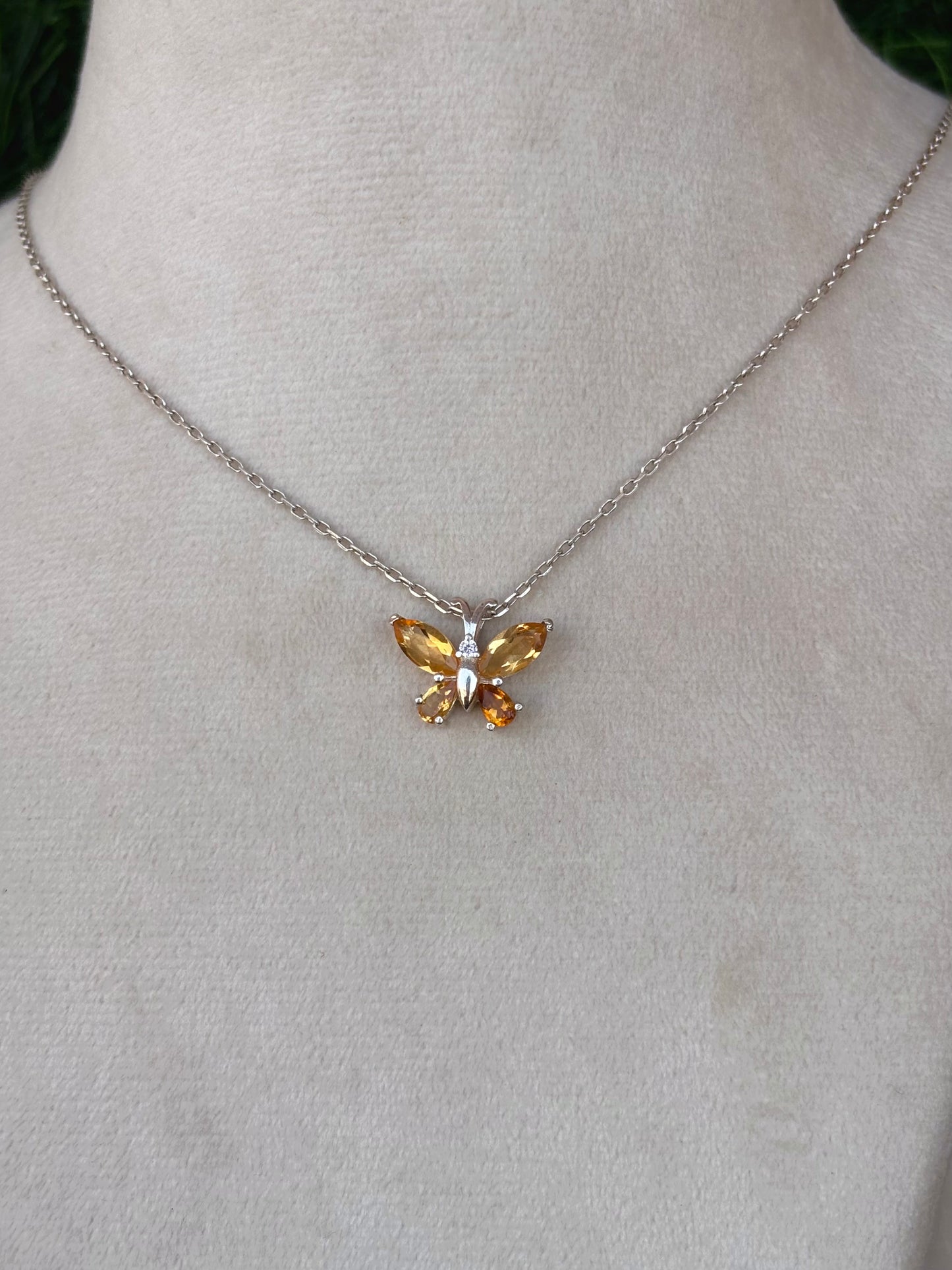 Citrine Butterfly Necklace in 92.5 Sterling Silver