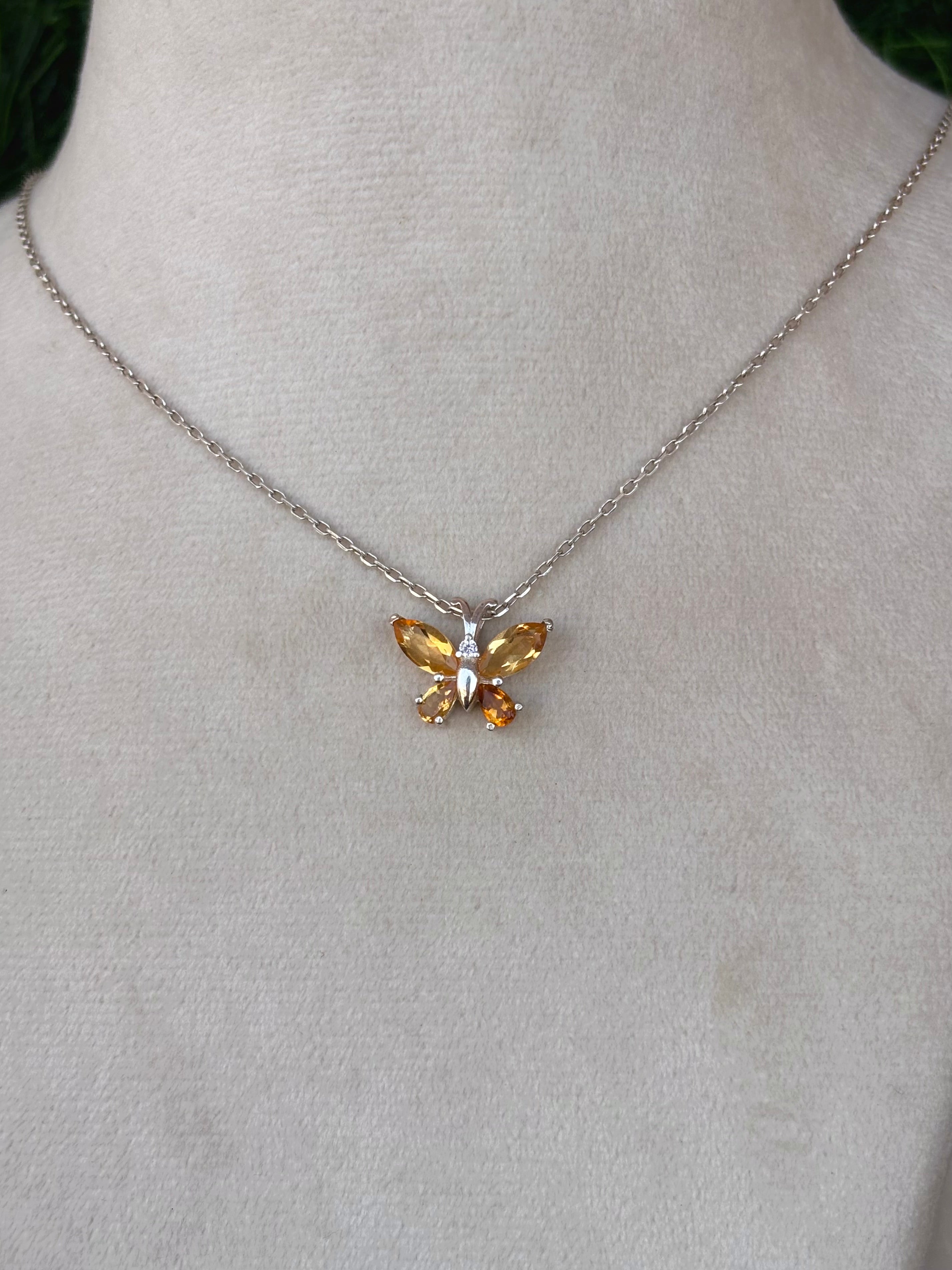 Citrine Butterfly Necklace in 92.5 Sterling Silver