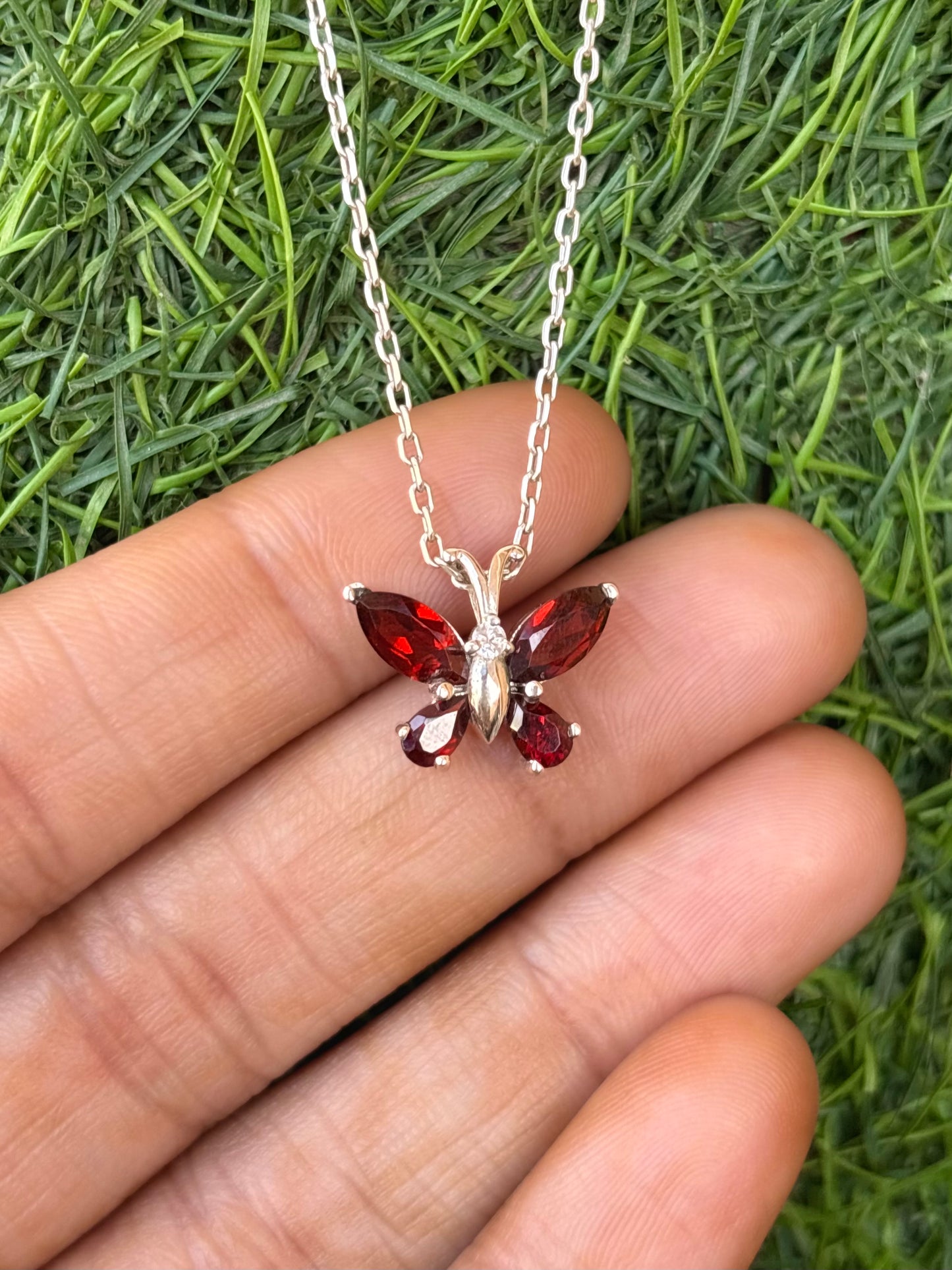 Garnet Necklace in 92.5 Sterling Silver