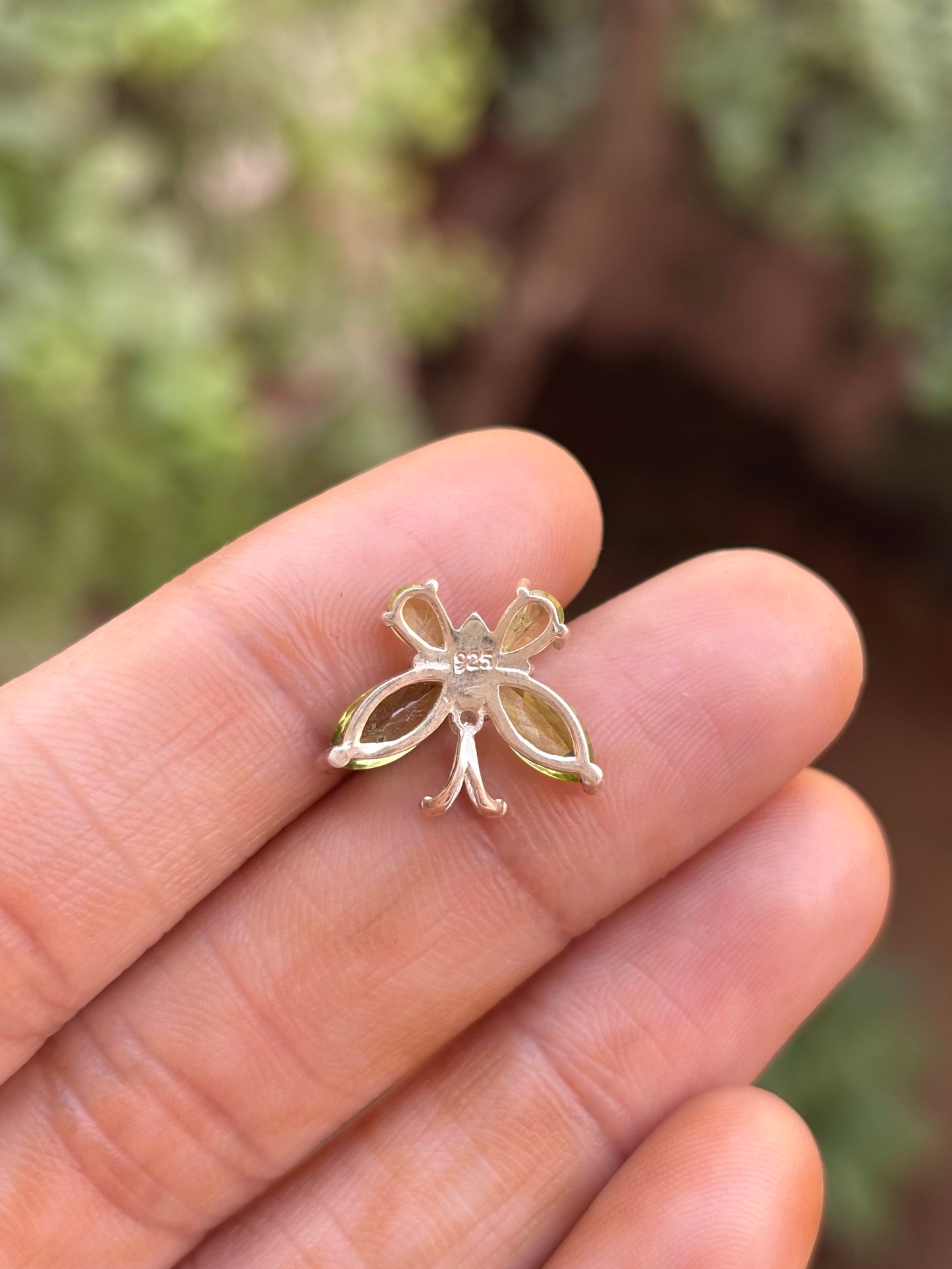 Peridot Butterfly Necklace in 92.5 Sterling Silver