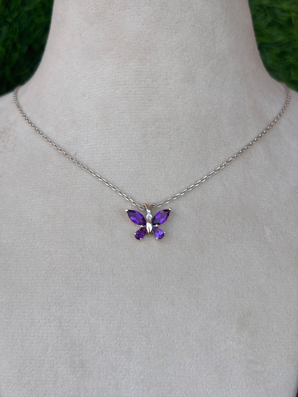 Amethyst Butterfly Necklace in 92.5 Sterling Silver