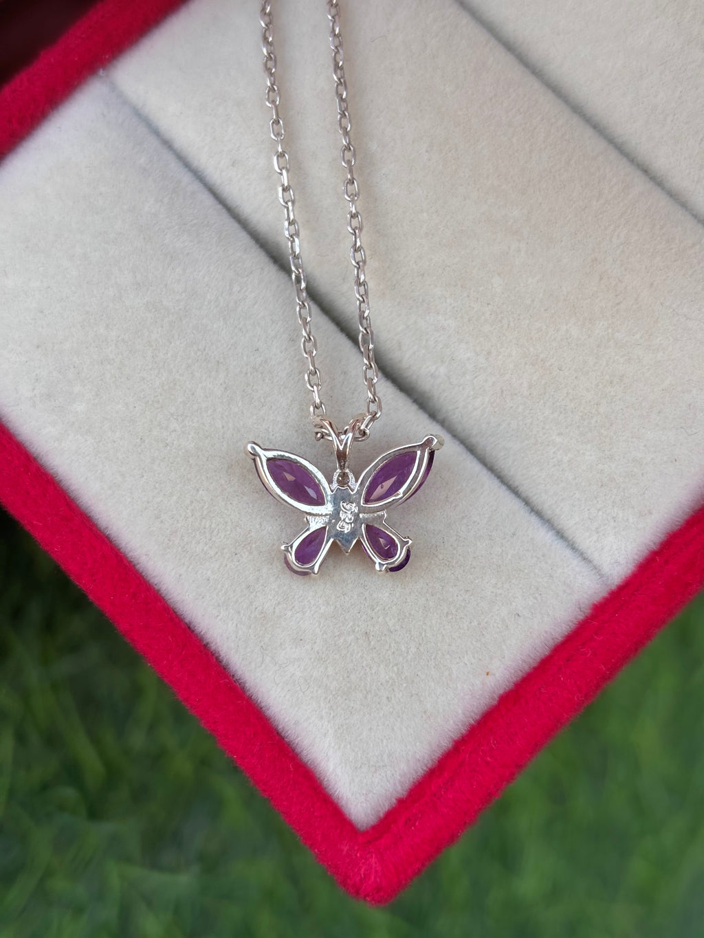 Amethyst Butterfly Necklace in 92.5 Sterling Silver