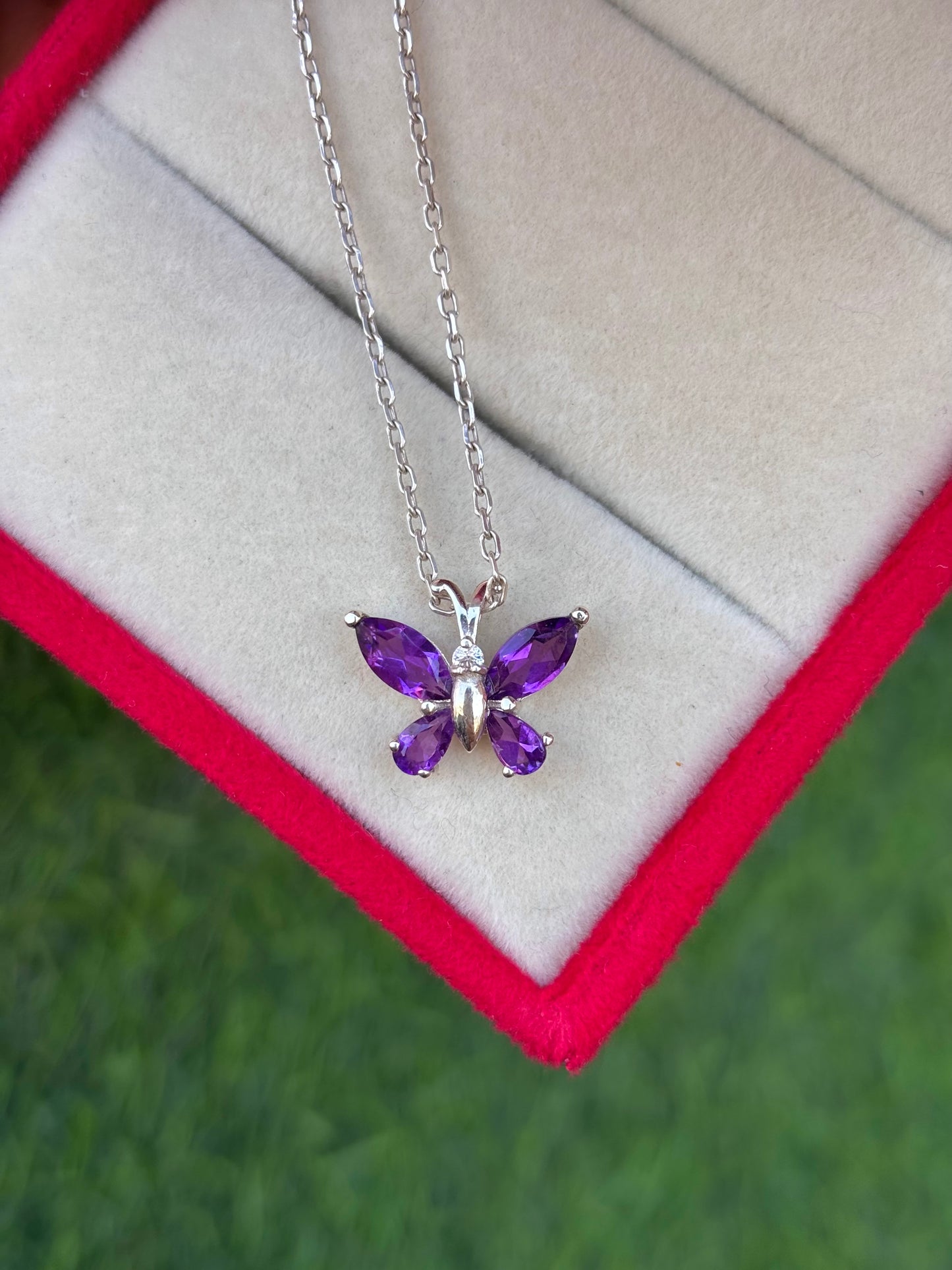 Amethyst Butterfly Necklace in 92.5 Sterling Silver
