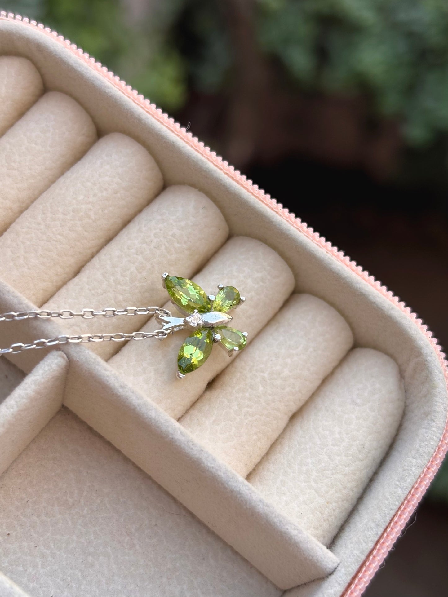 Peridot Butterfly Necklace in 92.5 Sterling Silver
