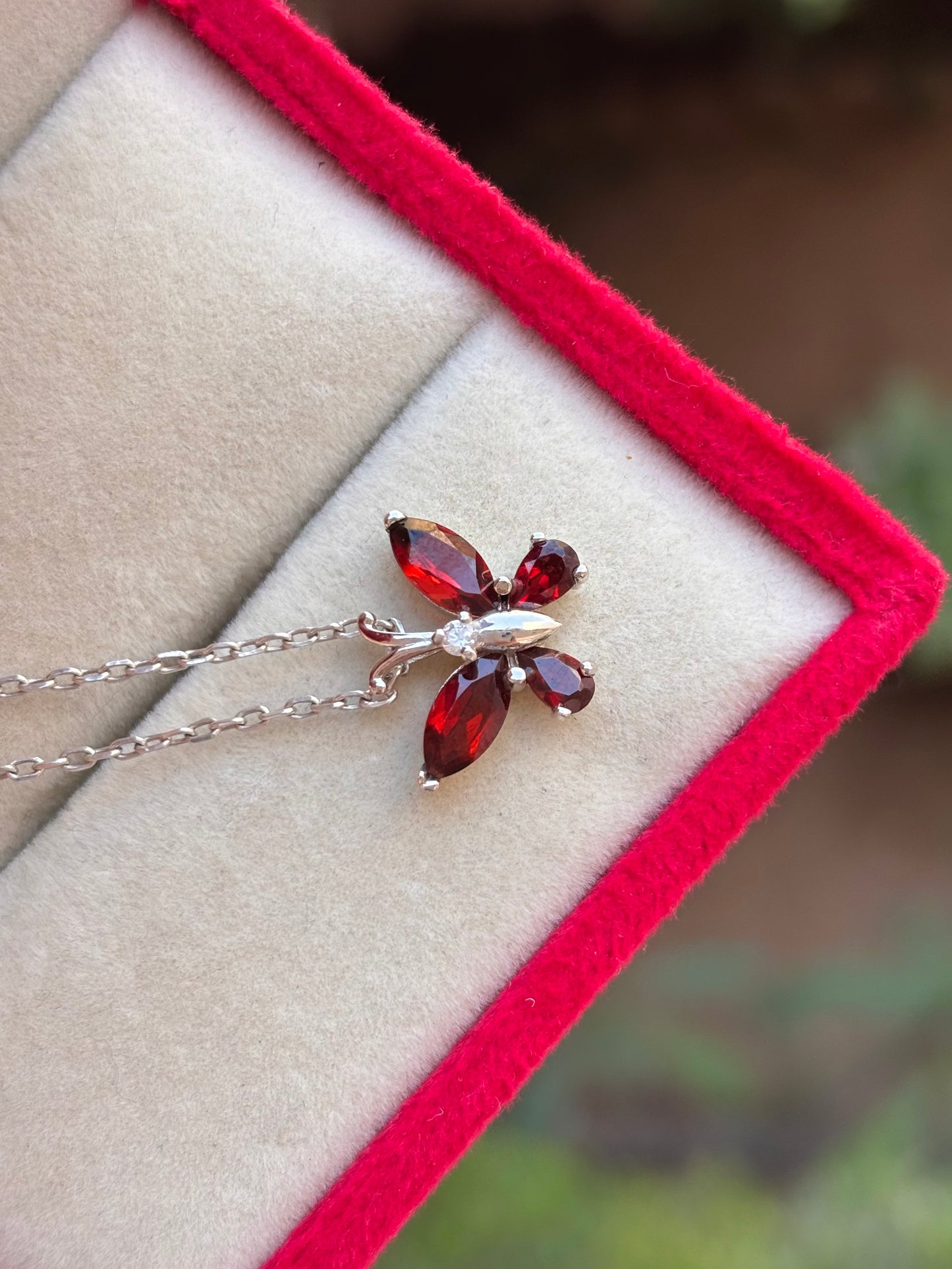 Garnet Necklace in 92.5 Sterling Silver