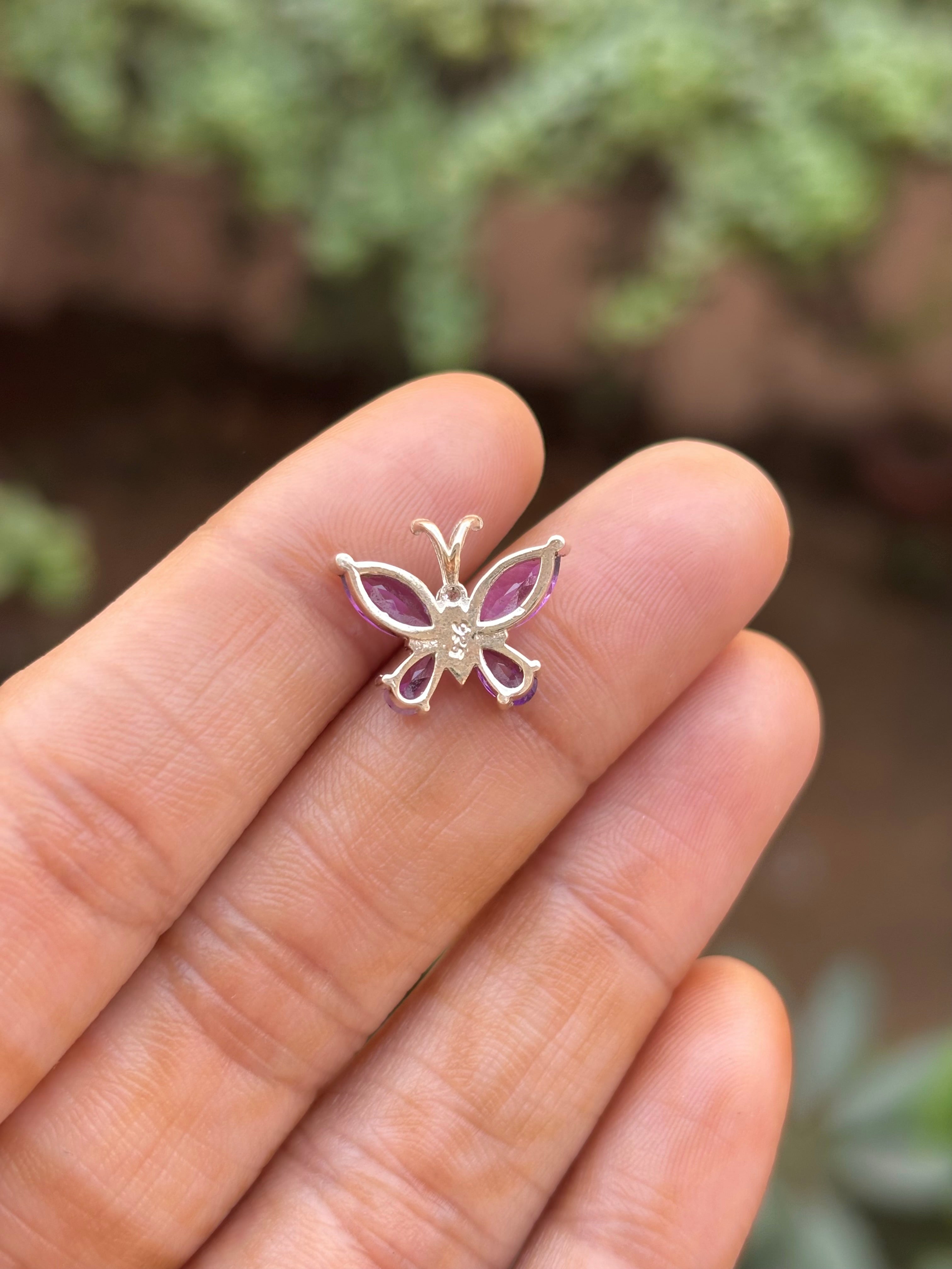 Amethyst Butterfly Necklace in 92.5 Sterling Silver