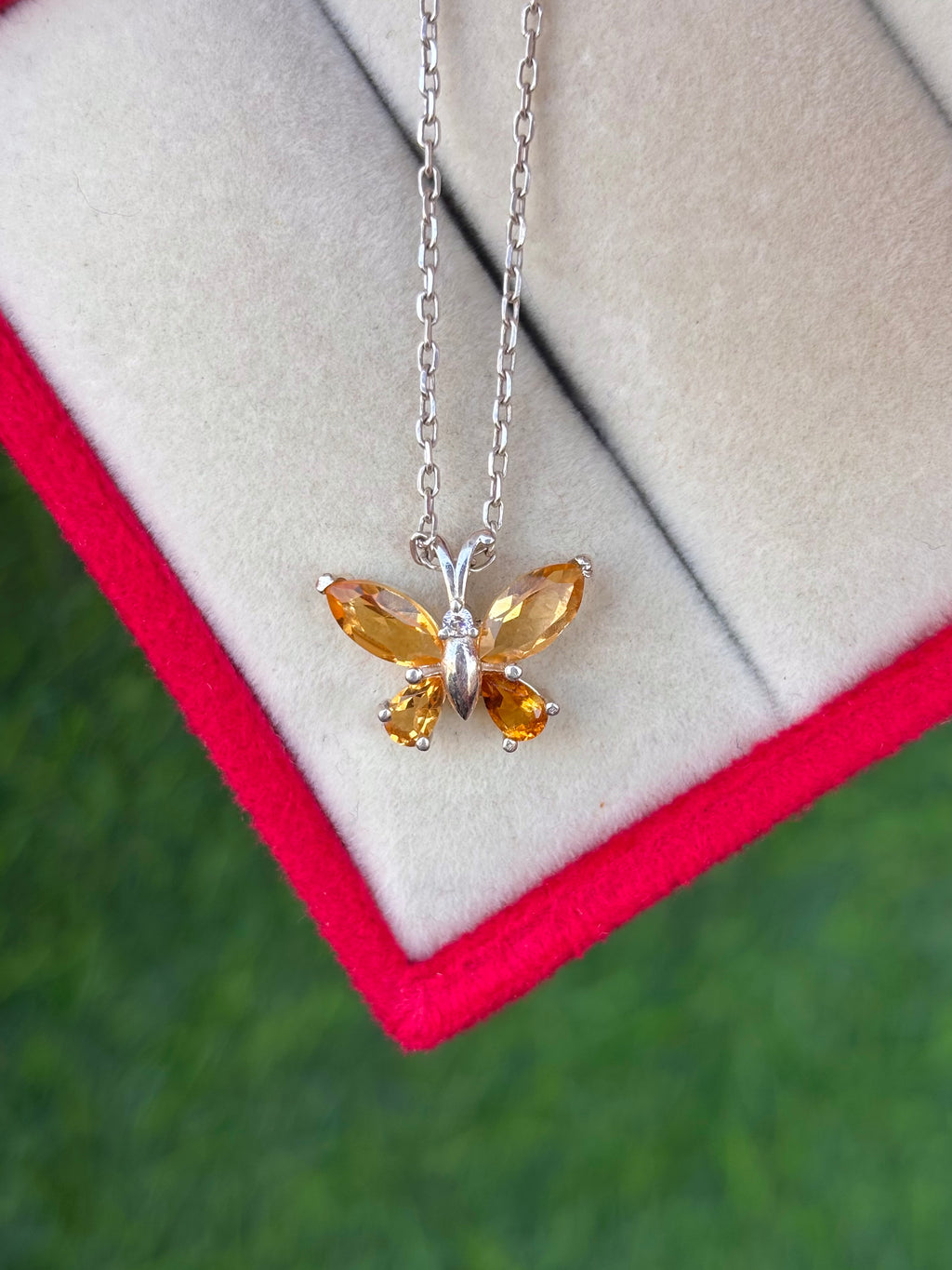 Citrine Butterfly Necklace in 92.5 Sterling Silver