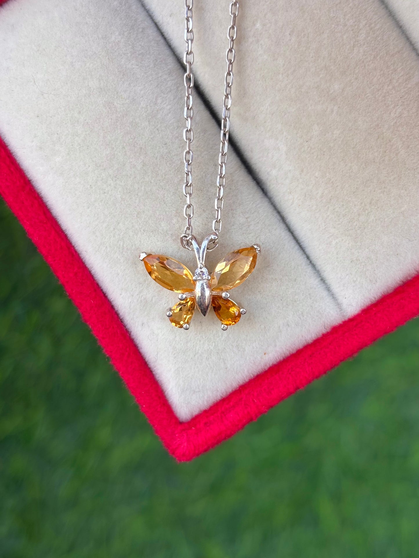 Citrine Butterfly Necklace in 92.5 Sterling Silver