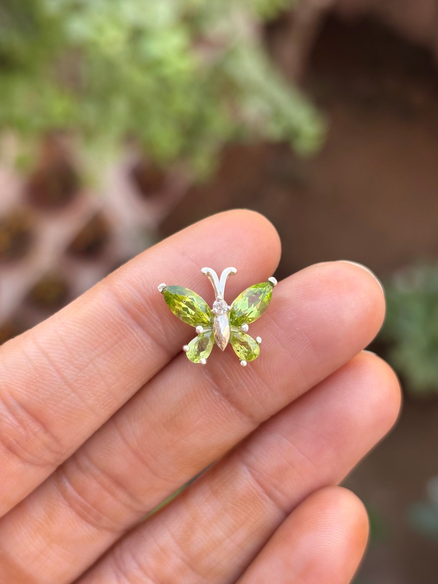 Peridot Butterfly Necklace in 92.5 Sterling Silver