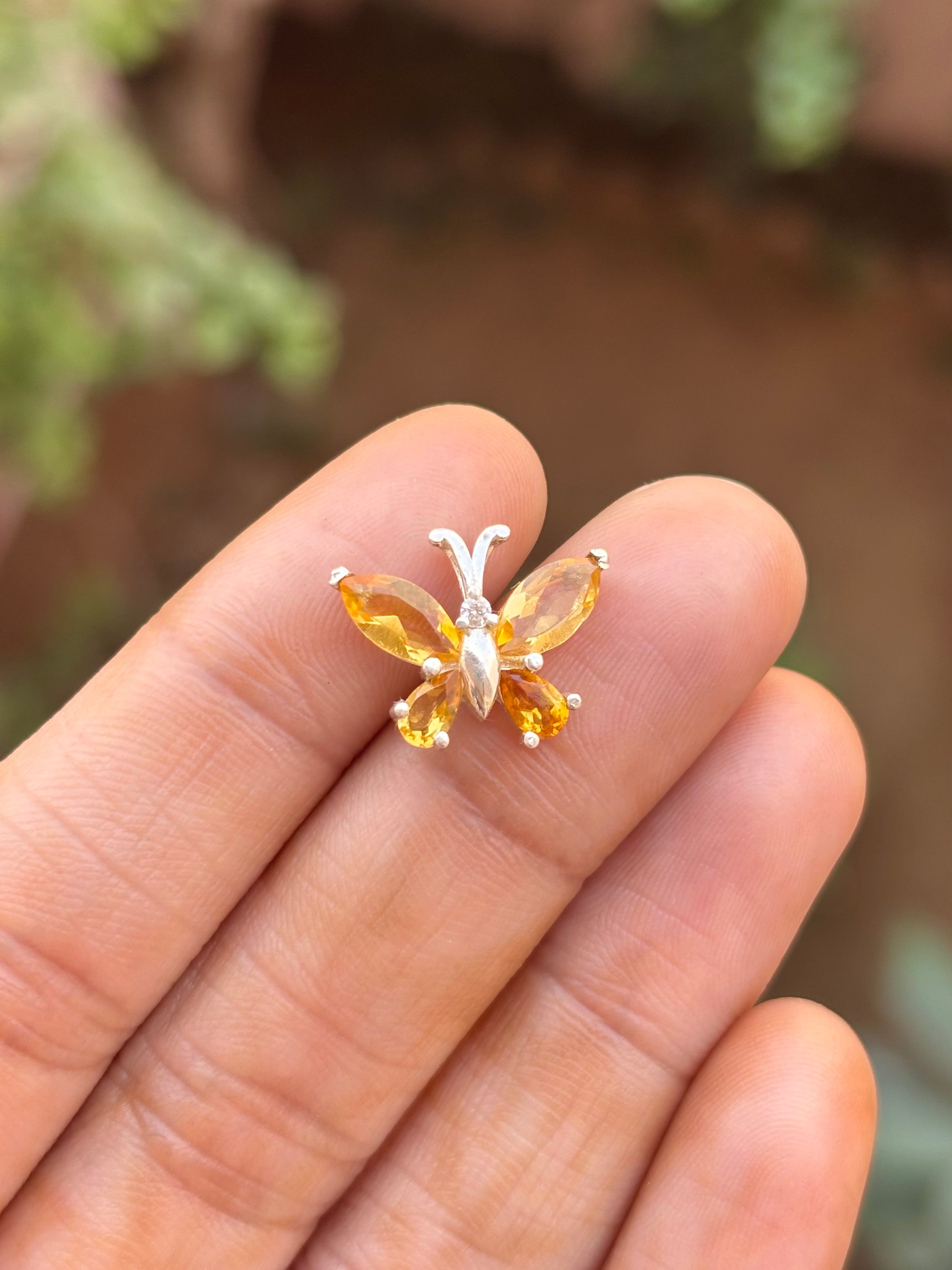 Citrine Butterfly Necklace in 92.5 Sterling Silver
