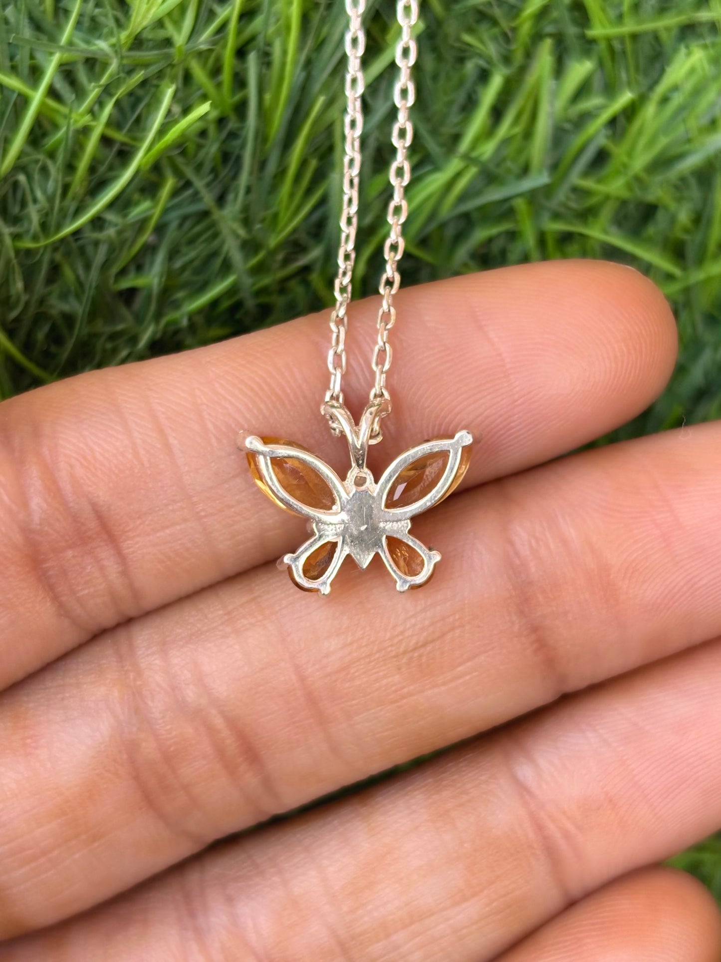 Citrine Butterfly Necklace in 92.5 Sterling Silver