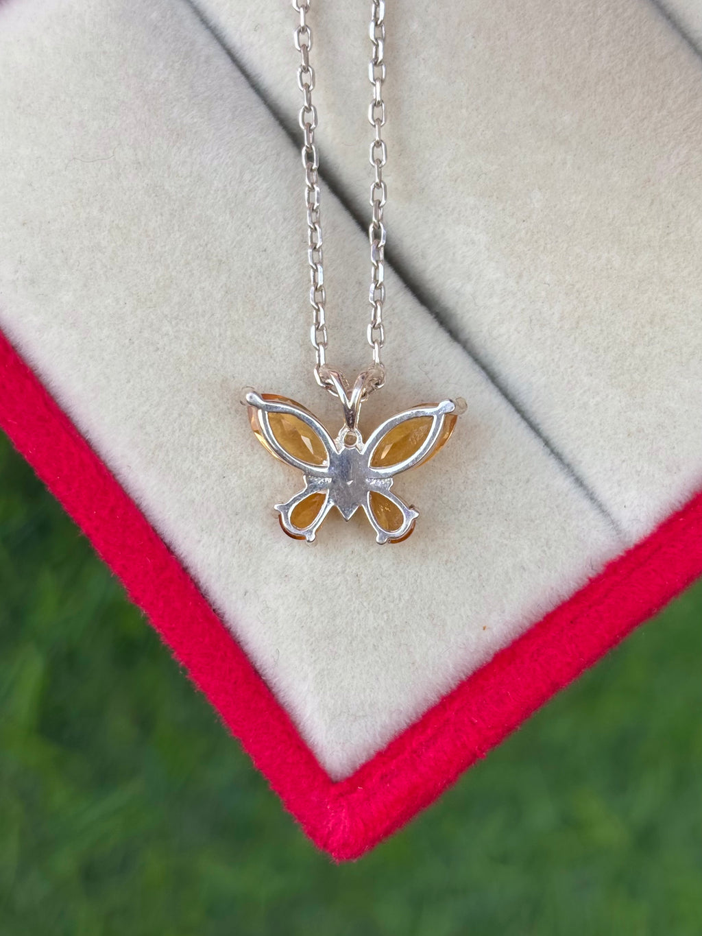 Citrine Butterfly Necklace in 92.5 Sterling Silver