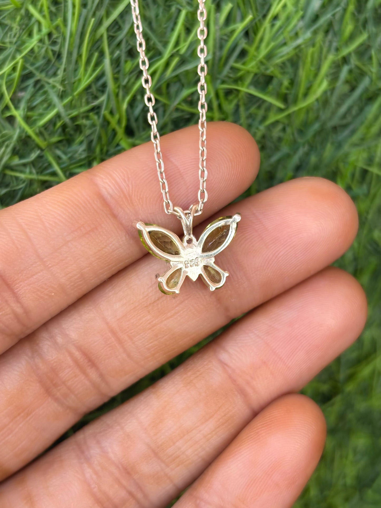 Peridot Butterfly Necklace in 92.5 Sterling Silver
