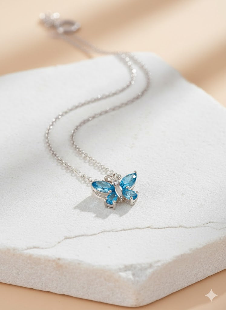 Blue Topaz Butterfly Necklace 92.5 Sterling Silver | Elegant Everyday Jewelry
