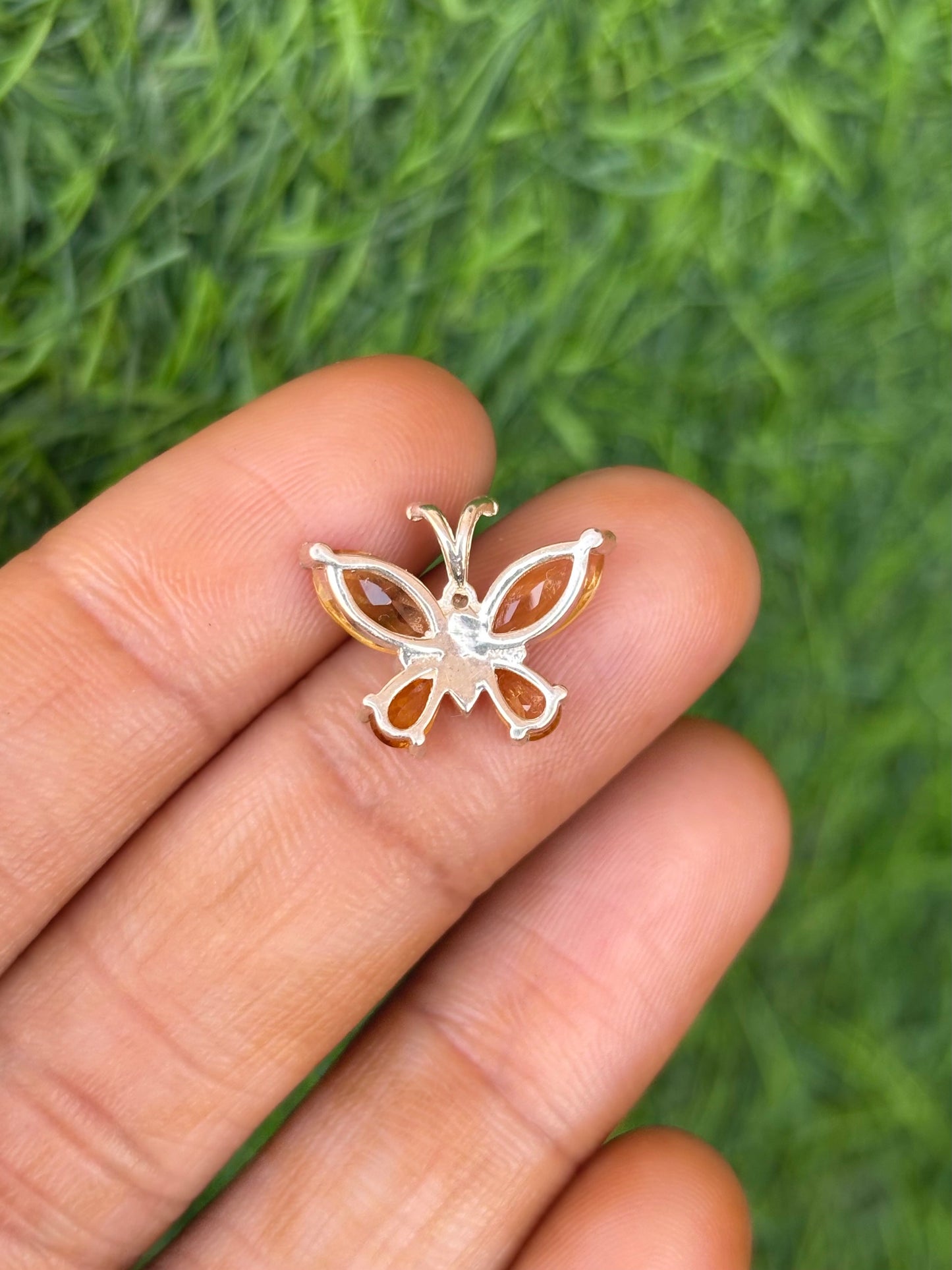 Citrine Butterfly Necklace in 92.5 Sterling Silver