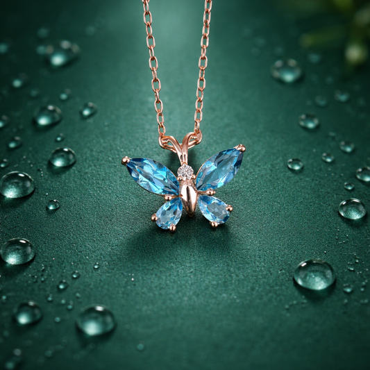 Blue Topaz Butterfly Necklace 92.5 Sterling Silver | Elegant Everyday Jewelry