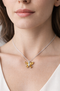 Citrine Butterfly Necklace in 92.5 Sterling Silver