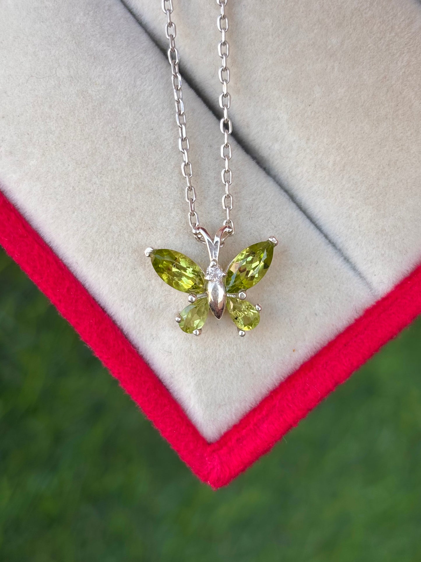 Peridot Butterfly Necklace in 92.5 Sterling Silver
