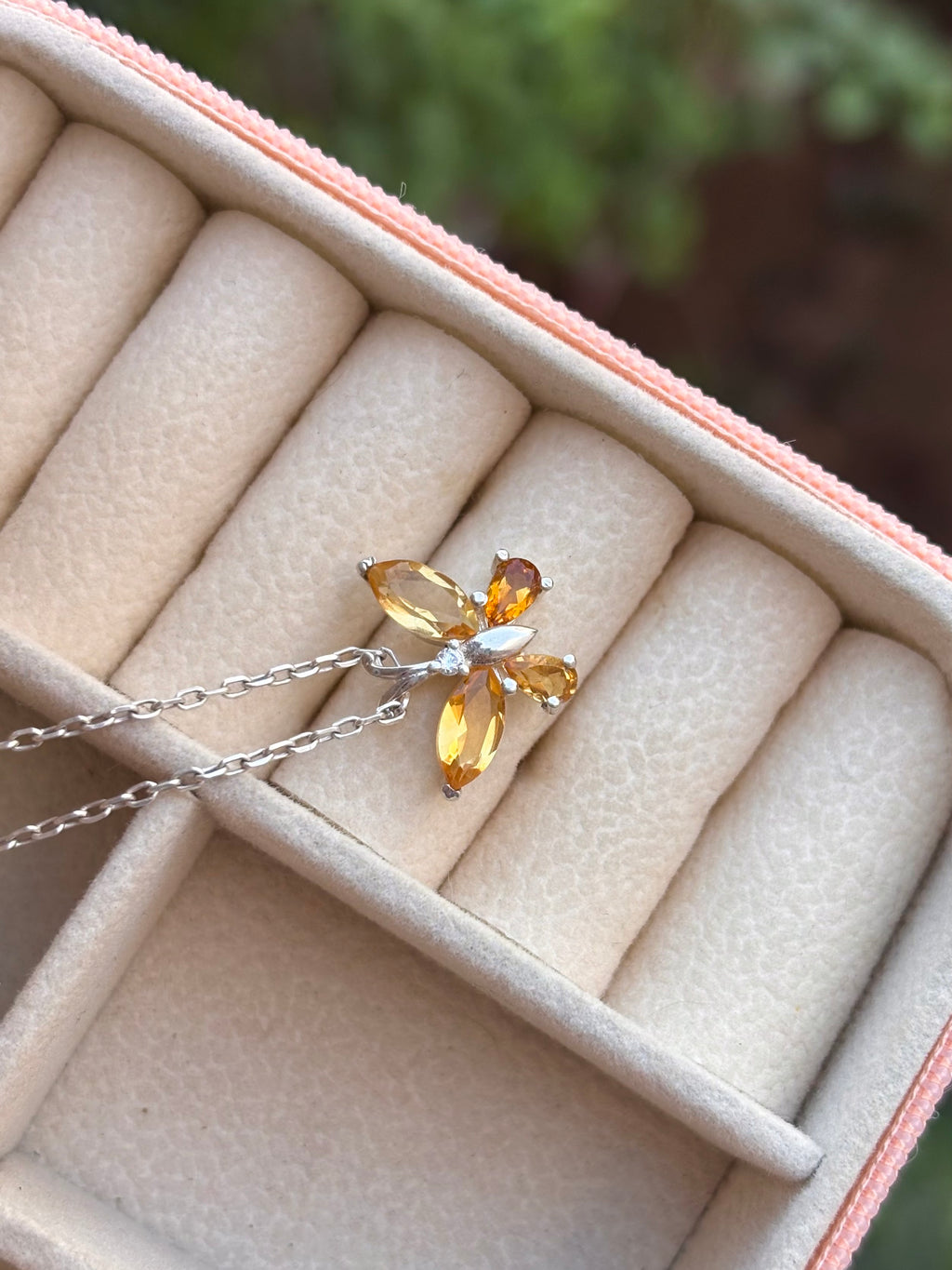 Citrine Butterfly Necklace in 92.5 Sterling Silver
