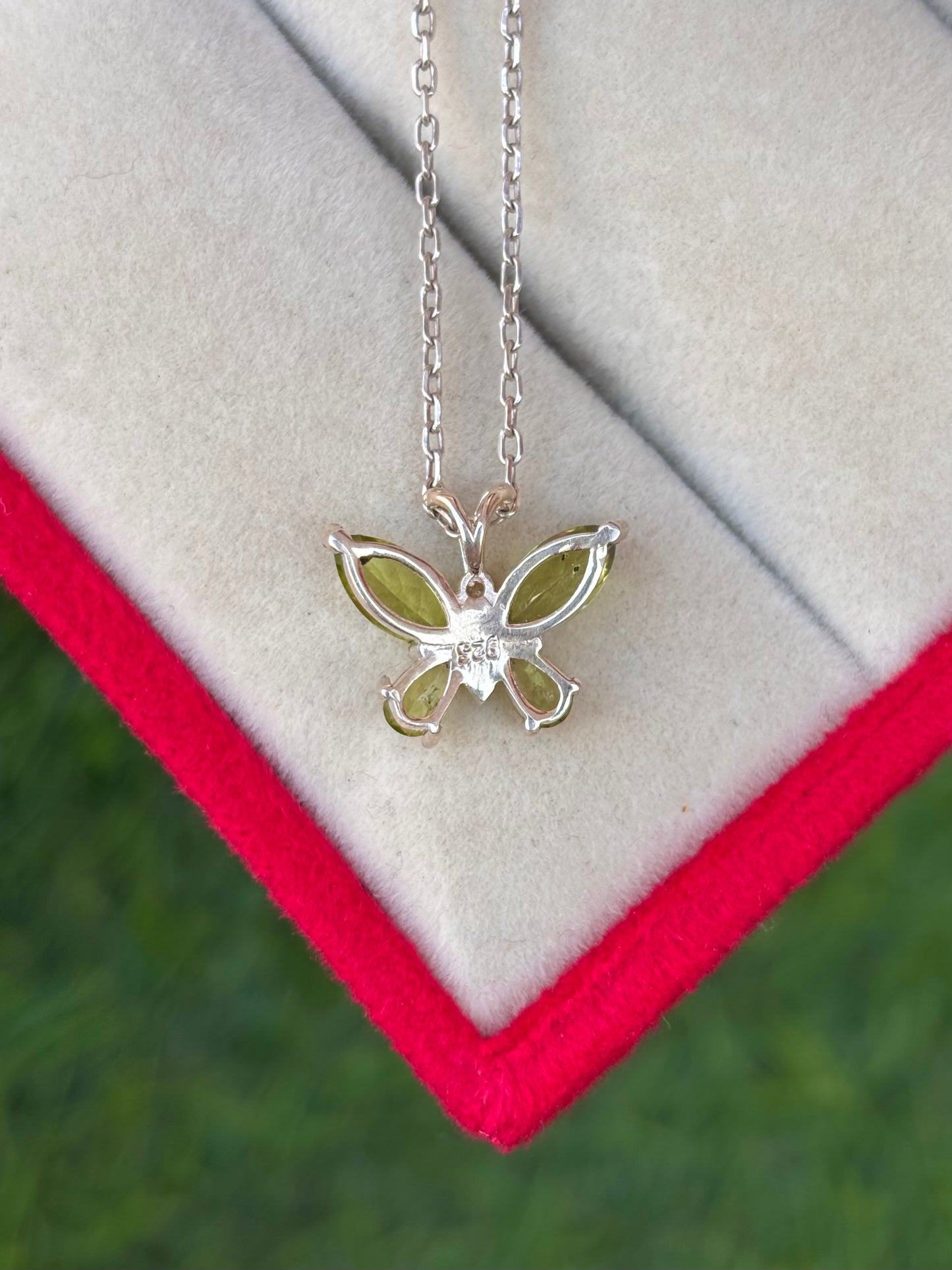 Peridot Butterfly Necklace in 92.5 Sterling Silver