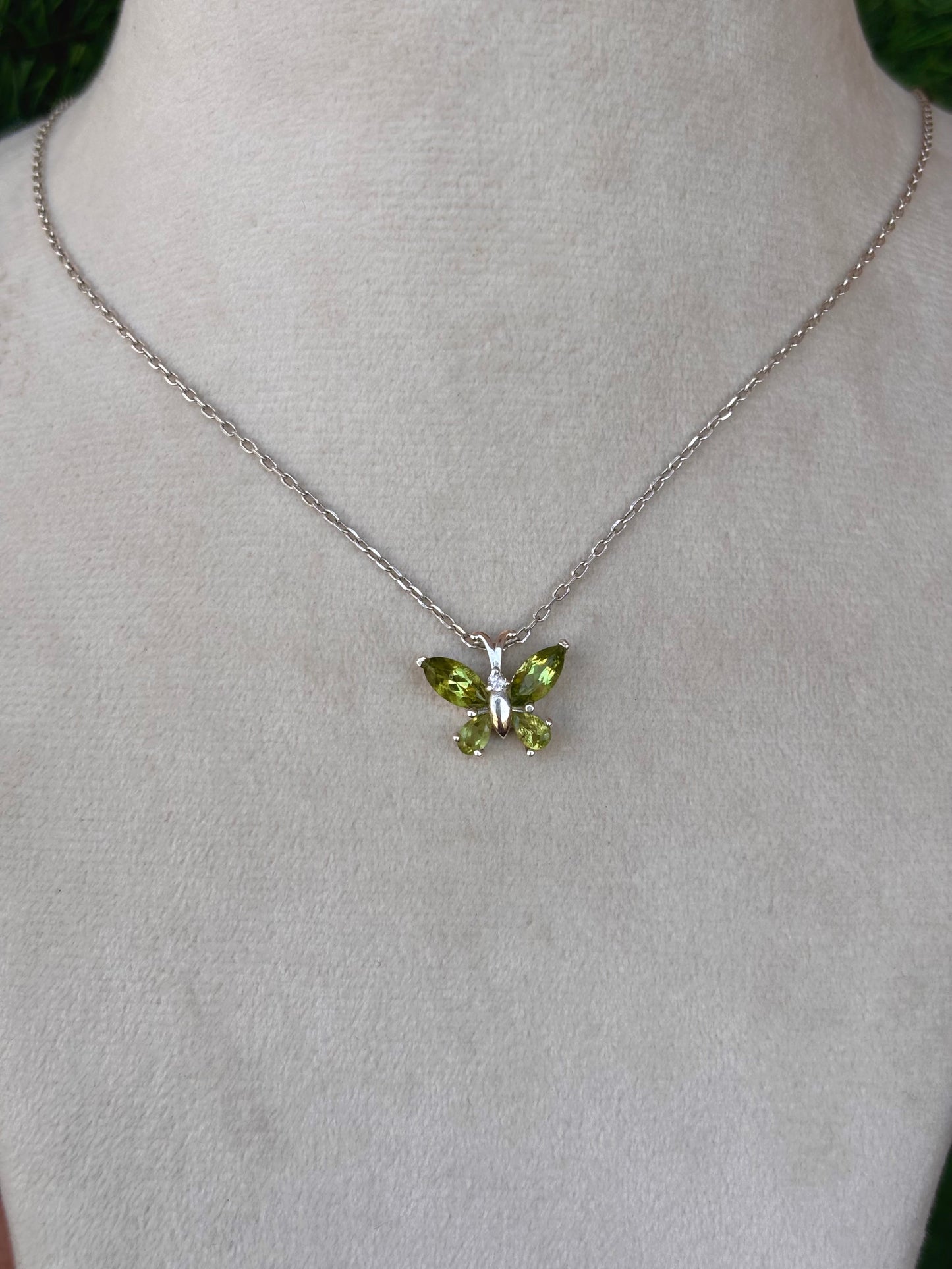Peridot Butterfly Necklace in 92.5 Sterling Silver