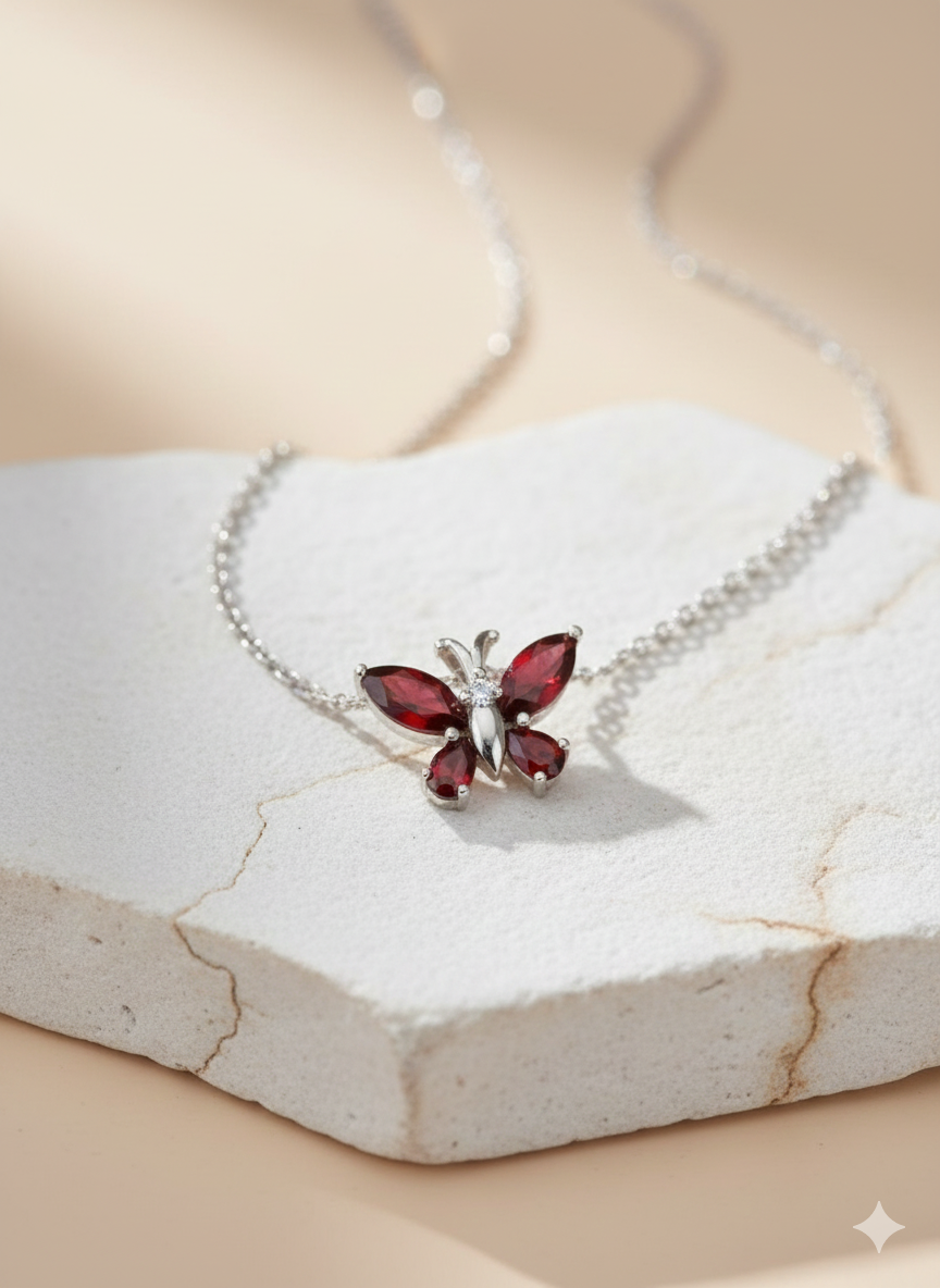 Garnet Necklace in 92.5 Sterling Silver