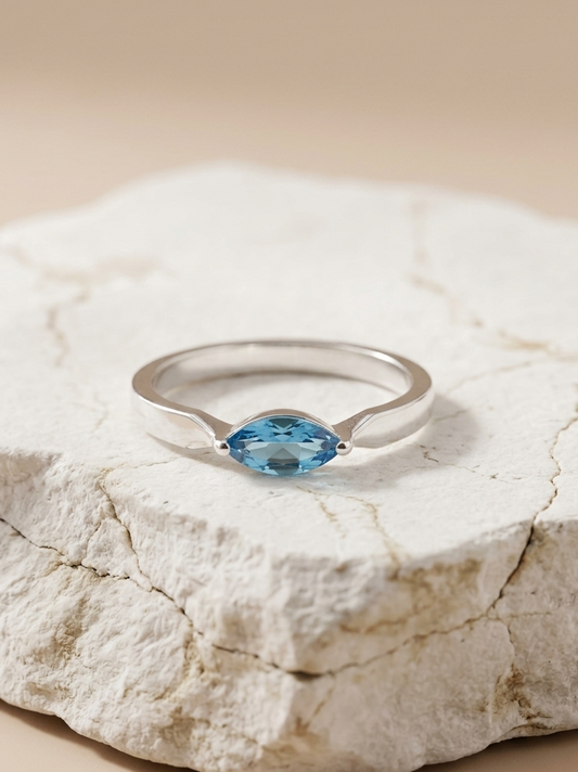 Blue Topaz Marquise Ring