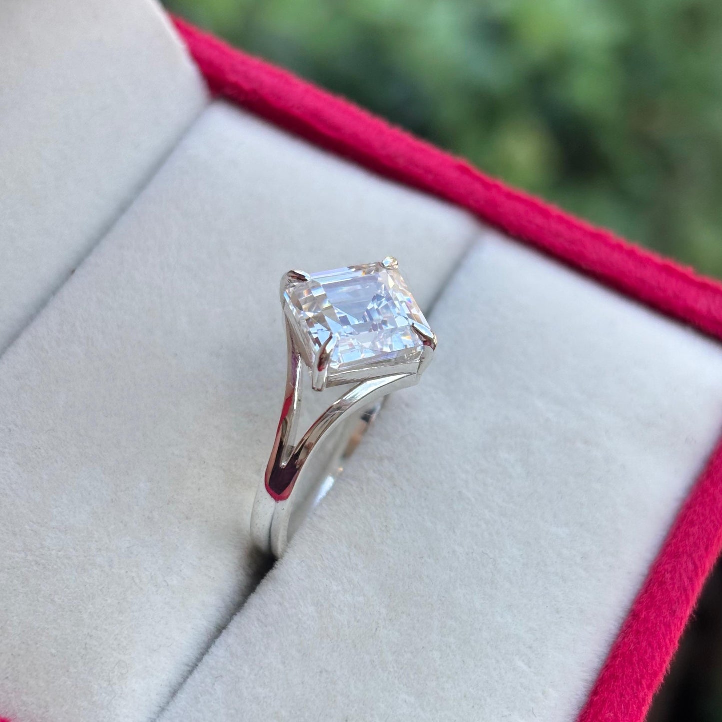 Moissanite Ring in Asscher Cut