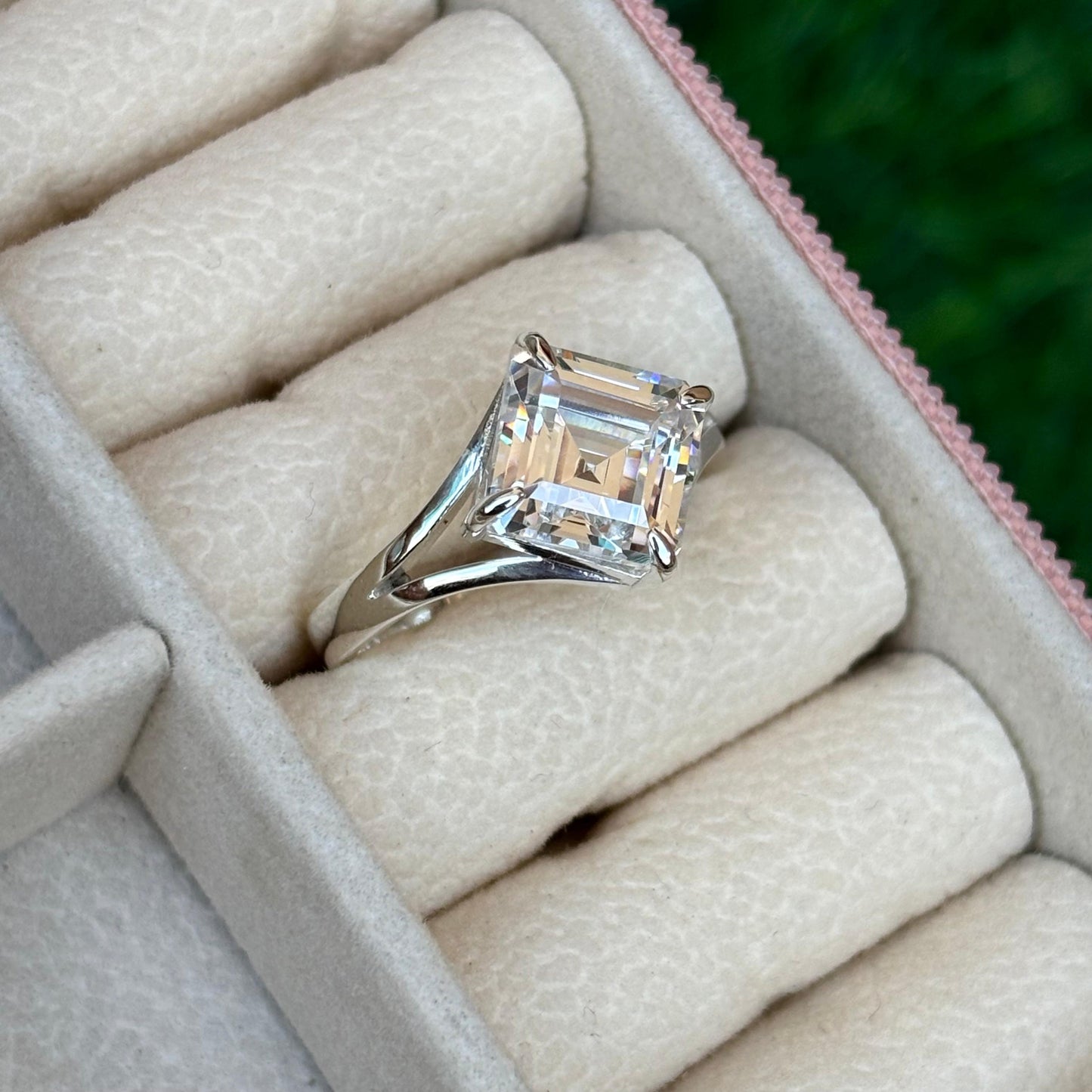 Moissanite Ring in Asscher Cut