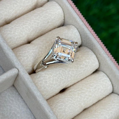 Moissanite Ring in Asscher Cut