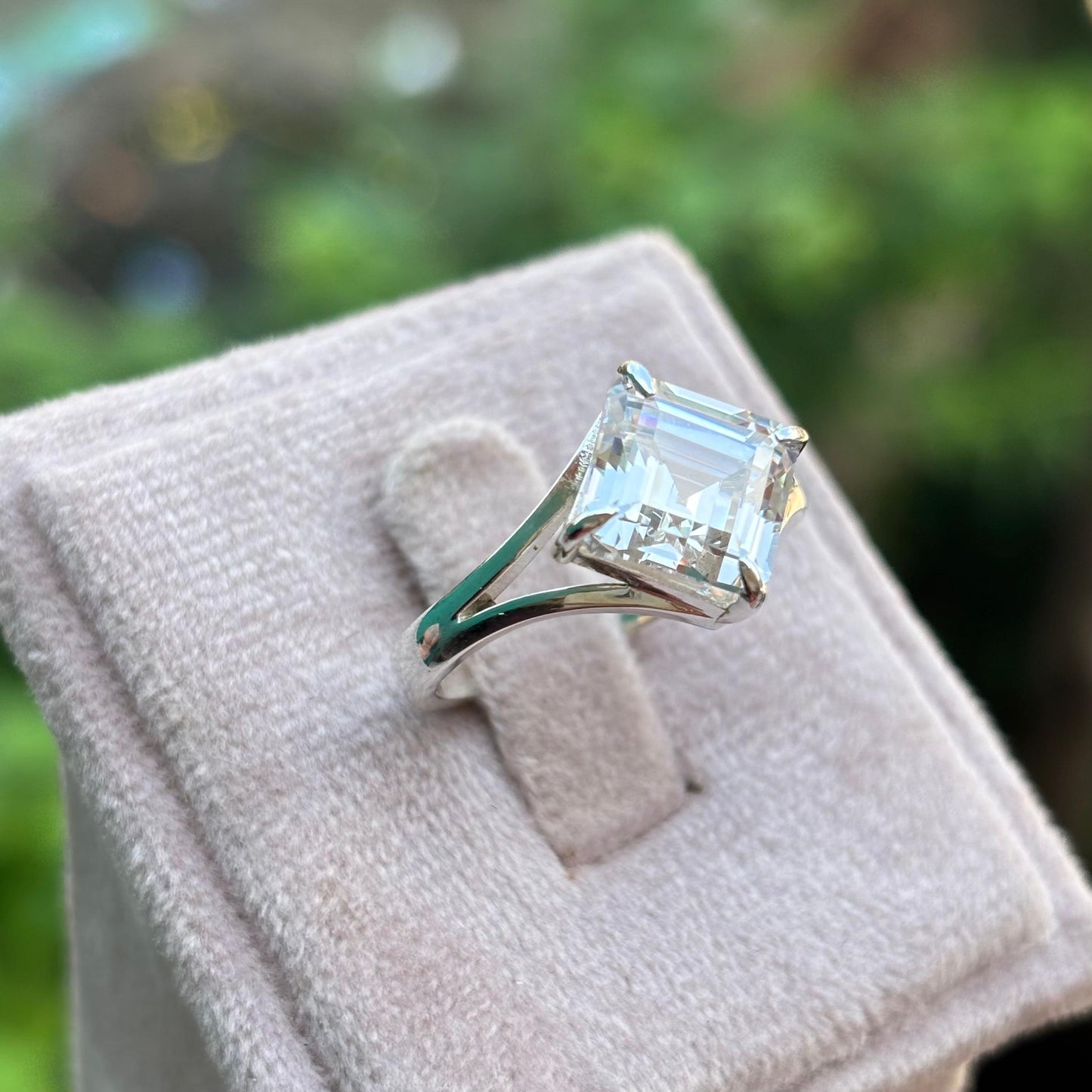 Moissanite Ring in Asscher Cut
