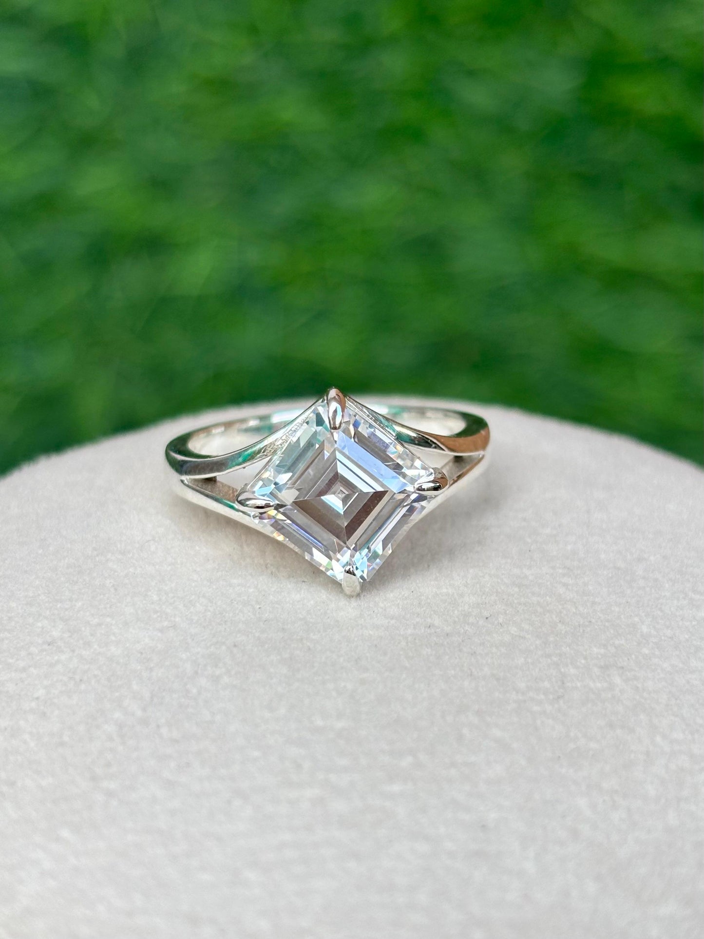 Moissanite Ring in Asscher Cut