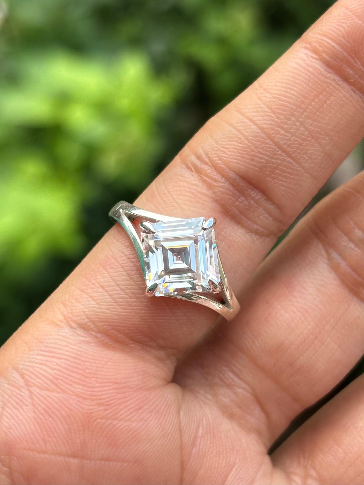 Moissanite Ring in Asscher Cut
