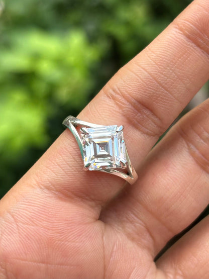 Moissanite Ring in Asscher Cut