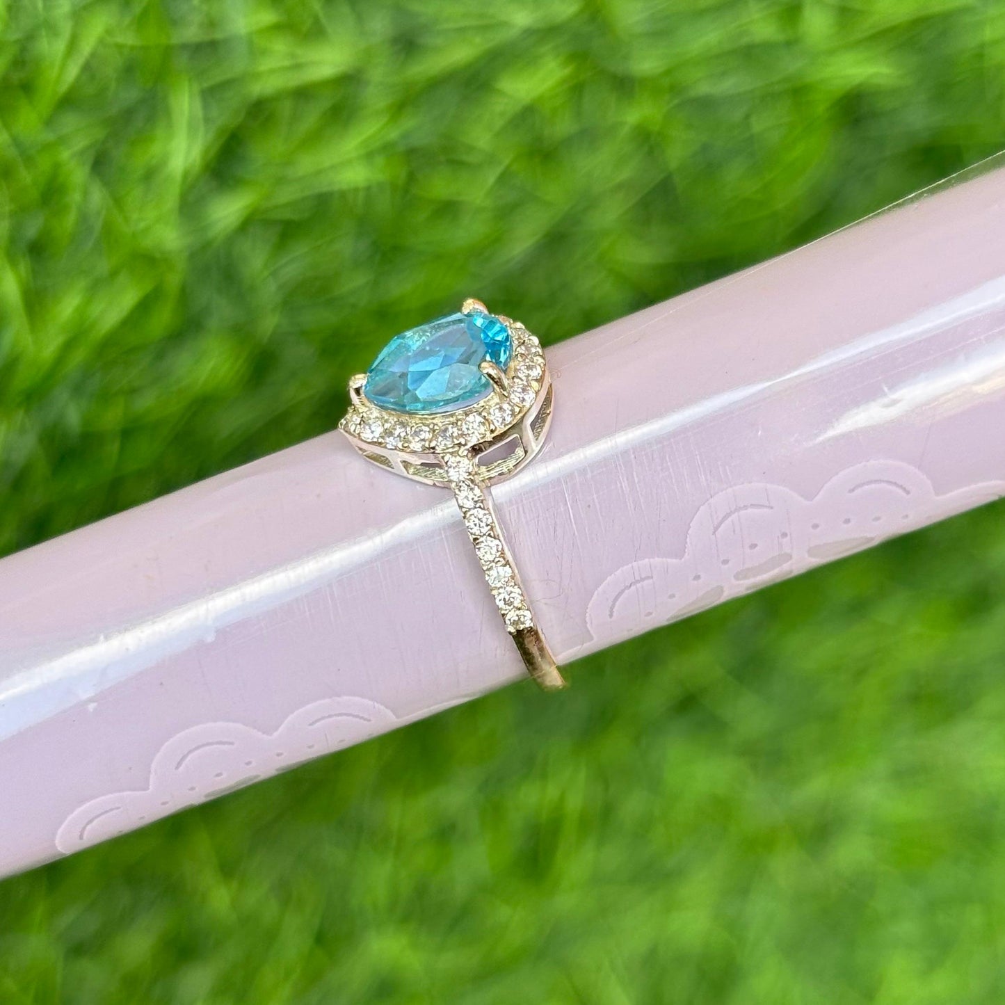 Pear Cut Blue Topaz Ring in 92.5 Sterling Silver