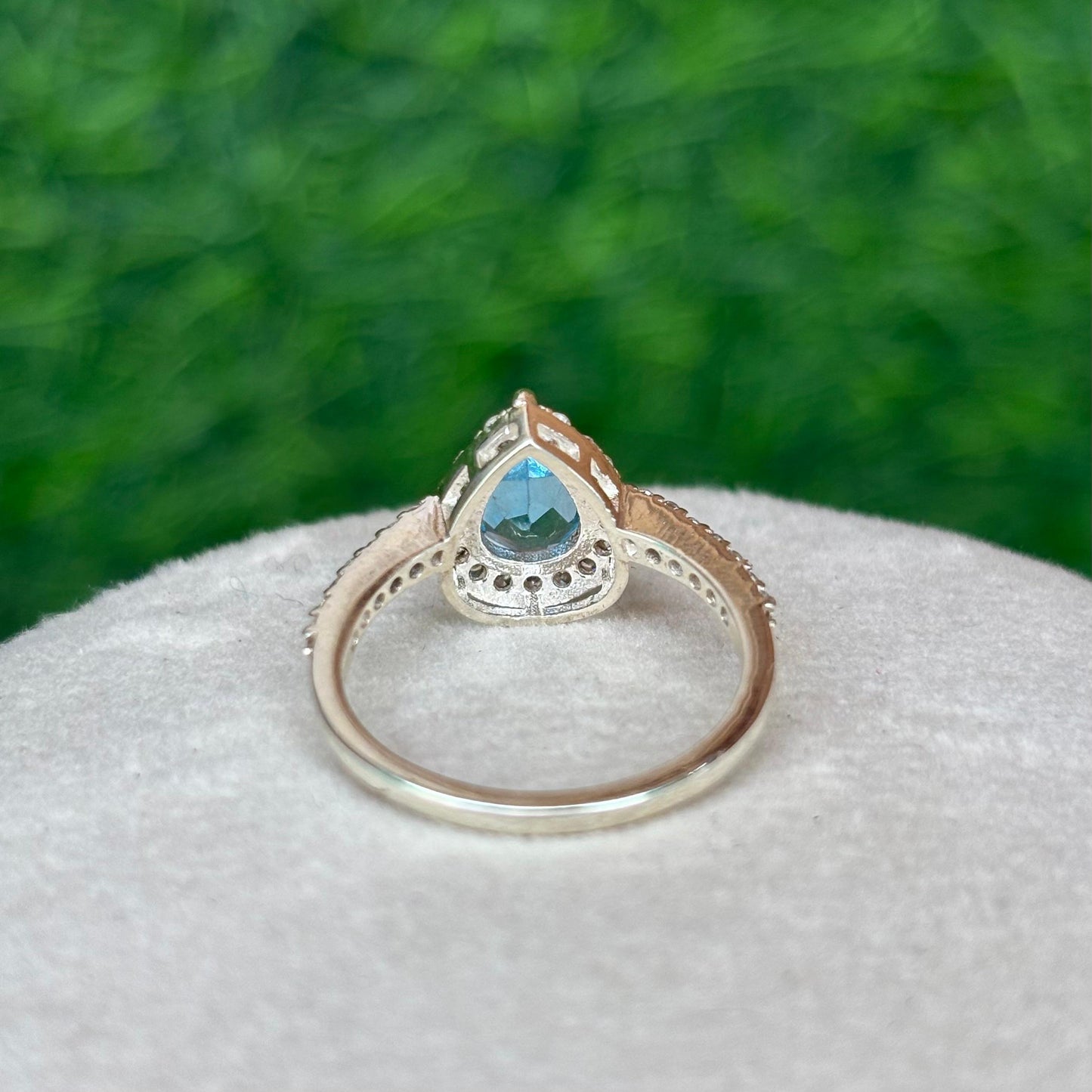 Pear Cut Blue Topaz Ring in 92.5 Sterling Silver