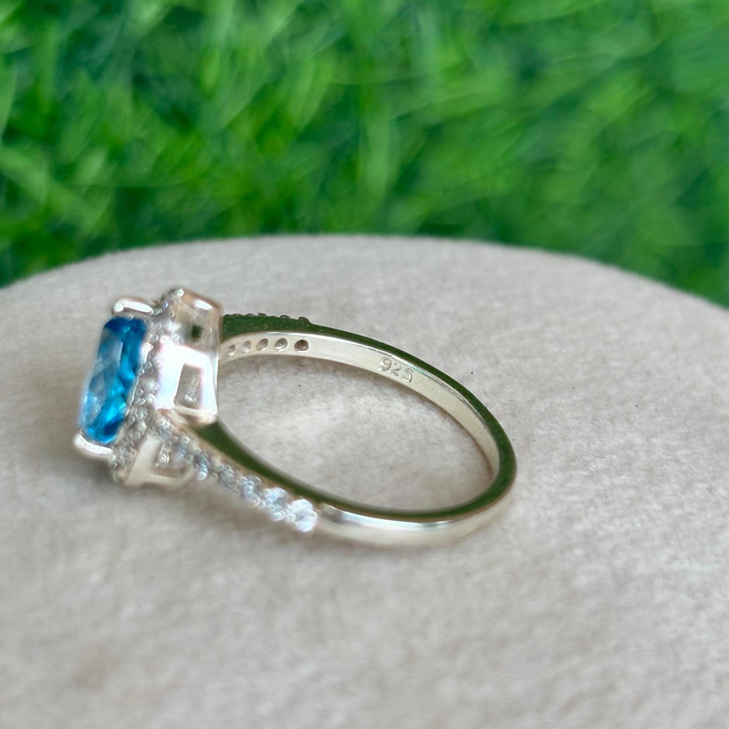 Pear Cut Blue Topaz Ring in 92.5 Sterling Silver