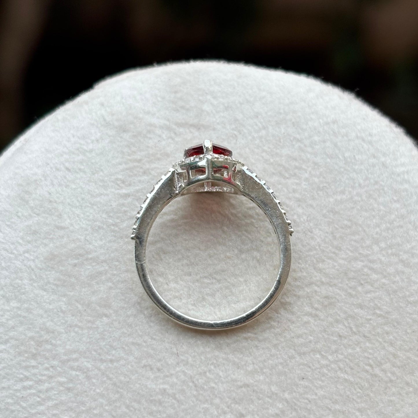 Pear-Cut Garnet Halo Ring in 92.5 Sterling Silver