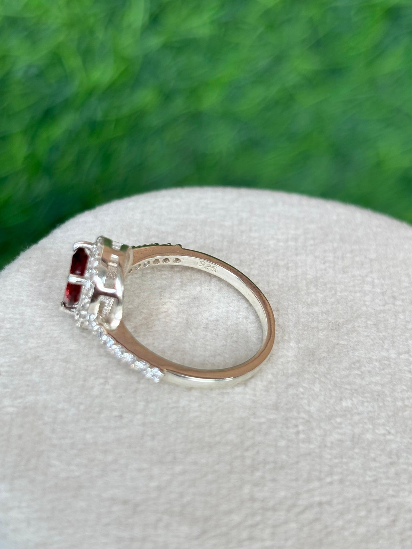 Pear-Cut Garnet Halo Ring in 92.5 Sterling Silver