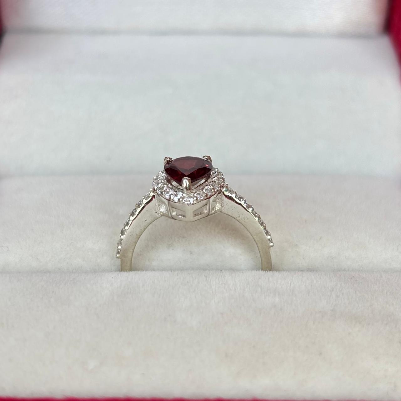 Pear-Cut Garnet Halo Ring in 92.5 Sterling Silver