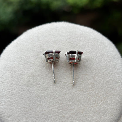 Square Garnet Stud Earrings