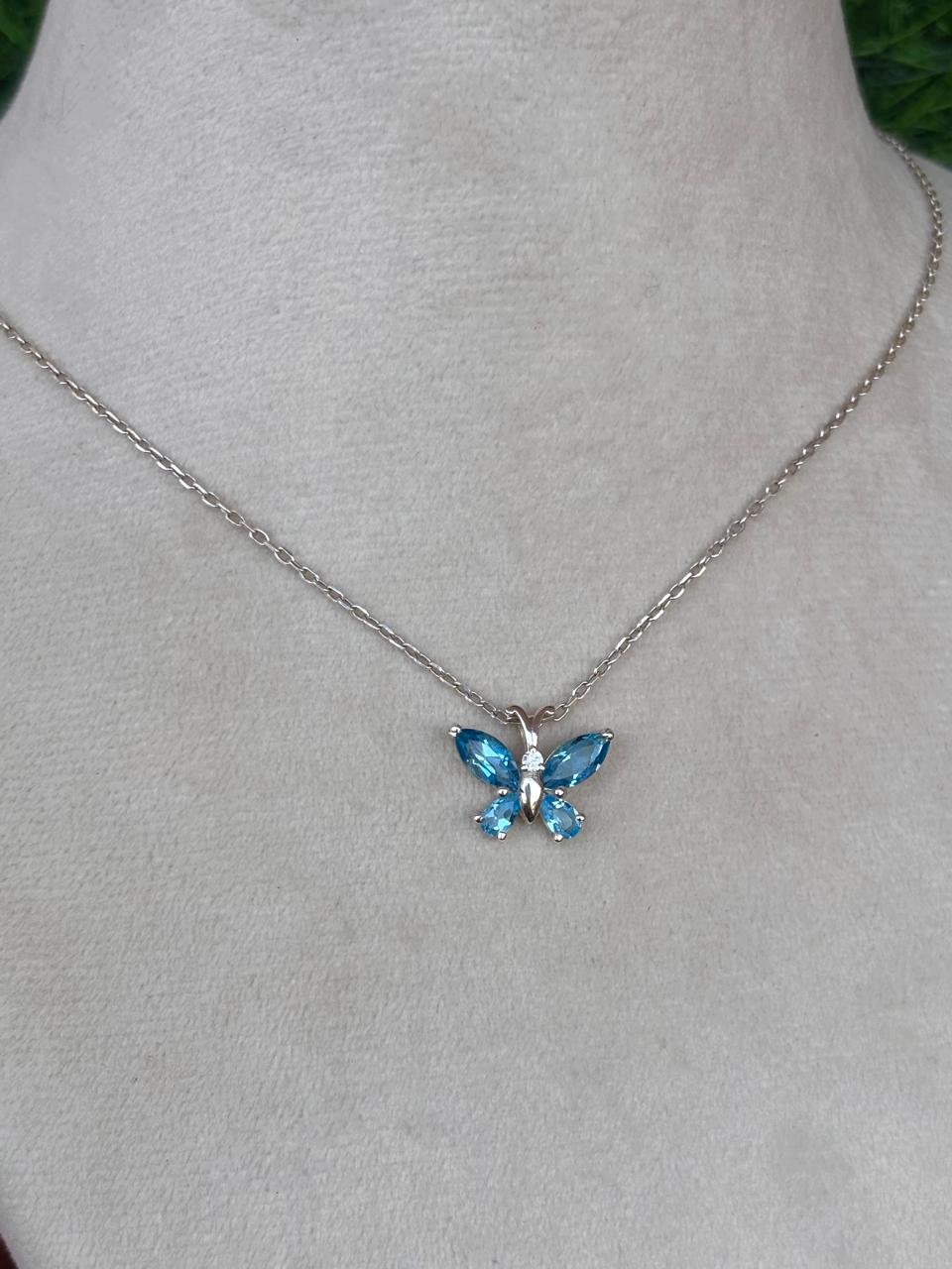 Blue Topaz Butterfly Necklace 92.5 Sterling Silver | Elegant Everyday Jewelry